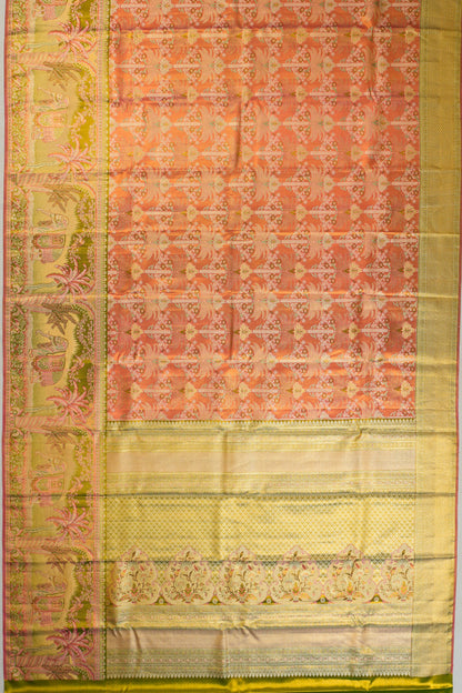 Taranga Kanchi Silk Tissue Brocade Orange Saree