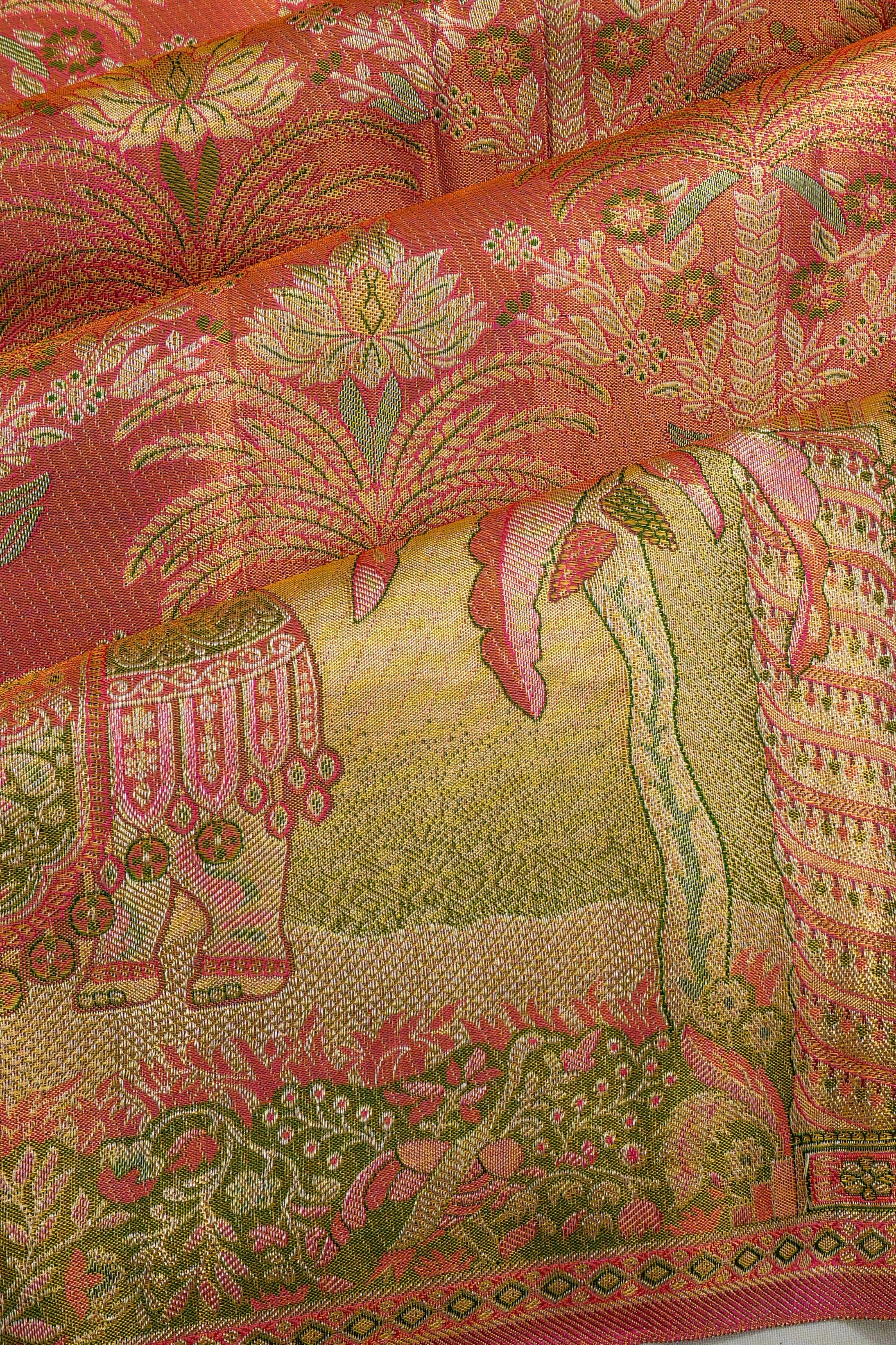 Taranga Kanchi Silk Tissue Brocade Orange Saree