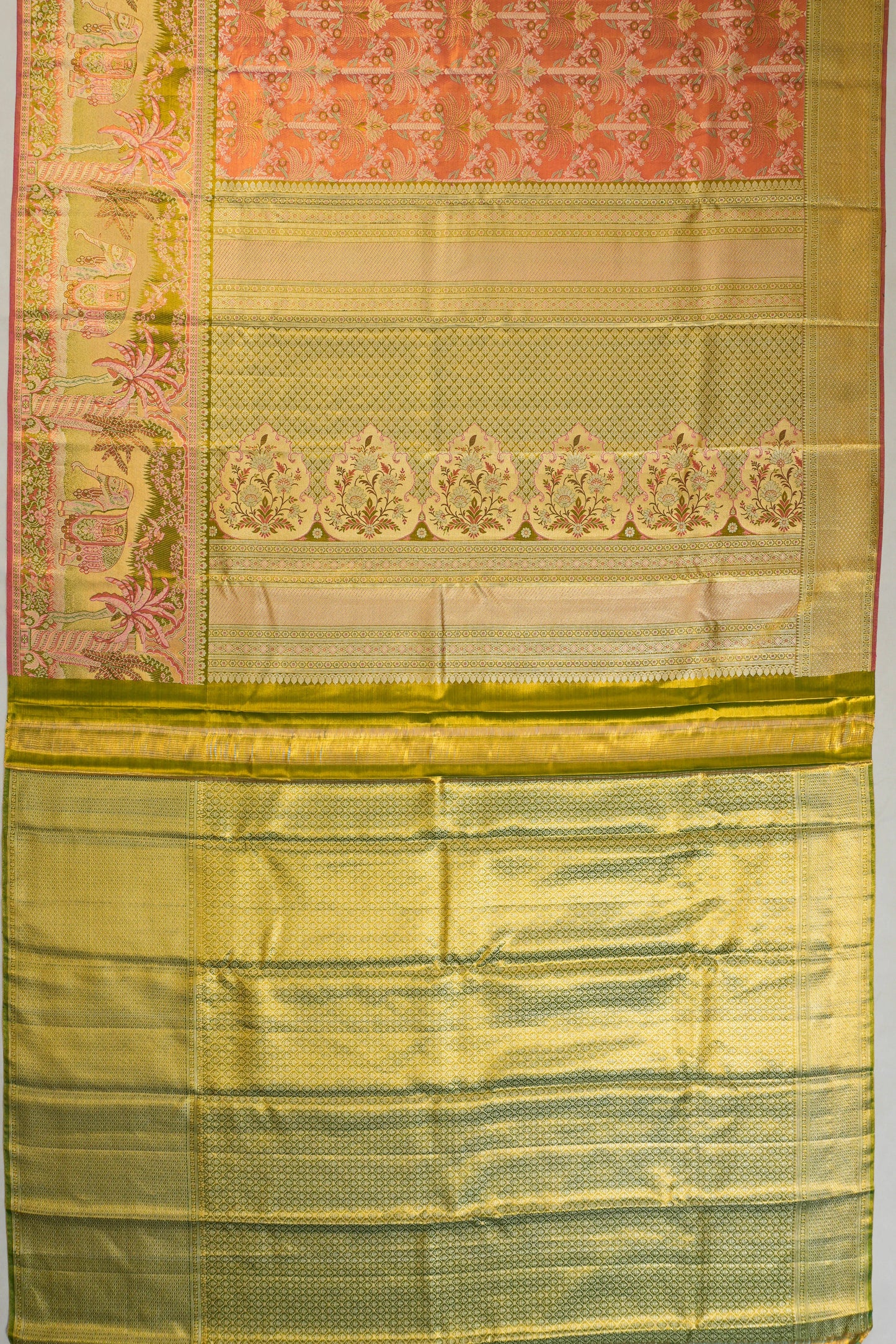 Taranga Kanchi Silk Tissue Brocade Orange Saree