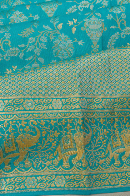 Taranga Kanchi Silk Brocade Aqua Blue Saree