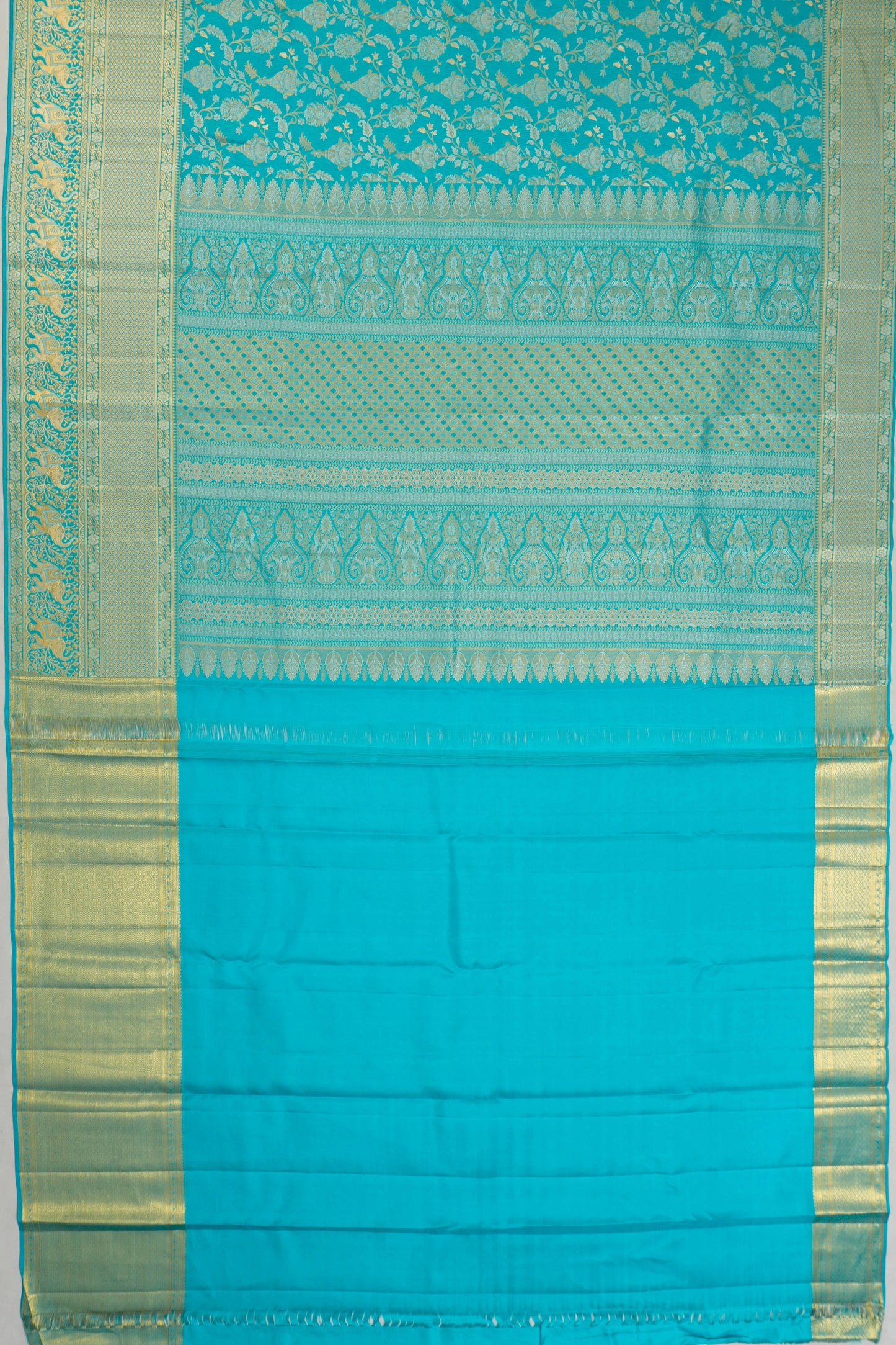 Taranga Kanchi Silk Brocade Aqua Blue Saree
