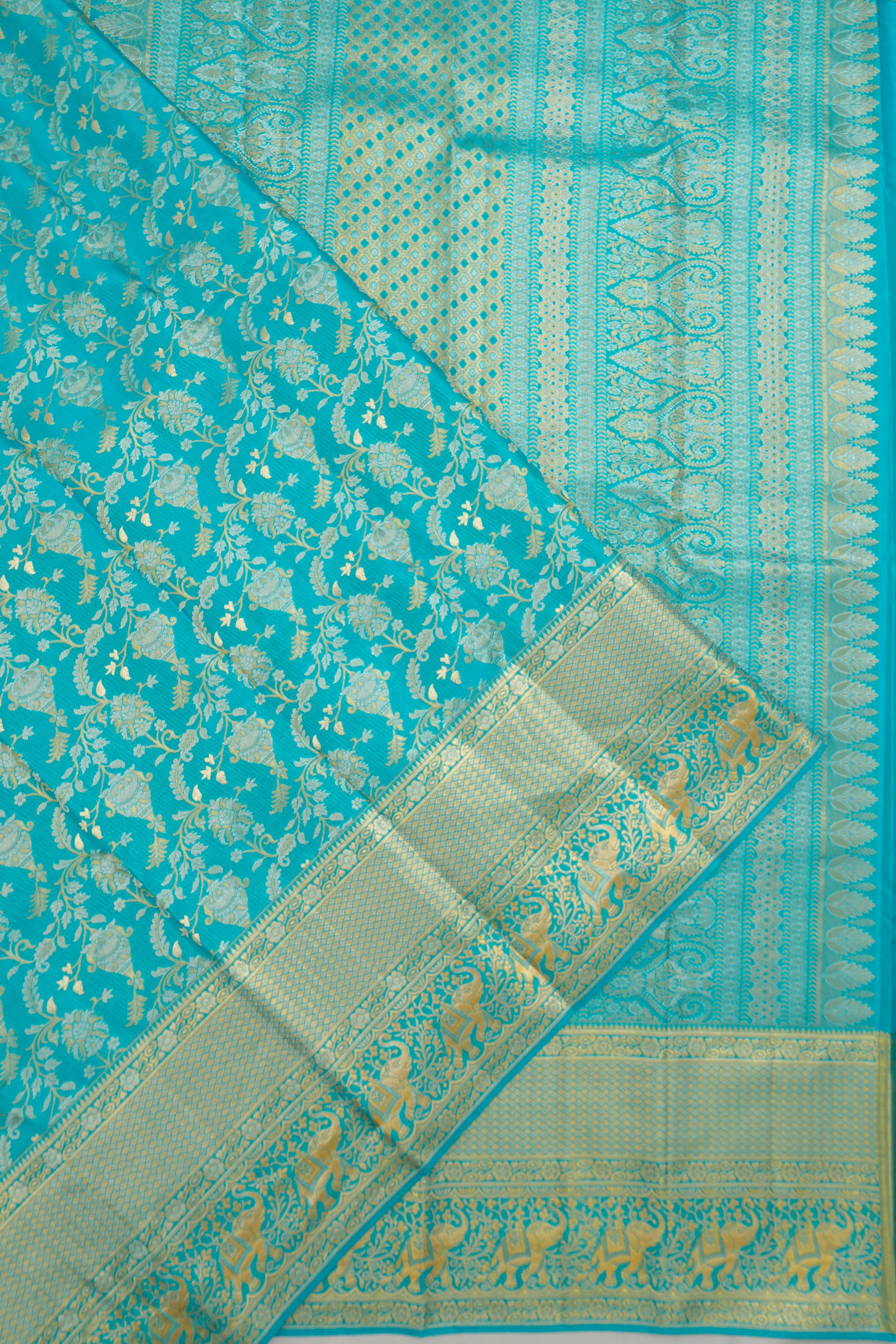 Taranga Kanchi Silk Brocade Aqua Blue Saree
