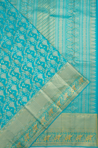 Taranga Kanchi Silk Brocade Aqua Blue Saree