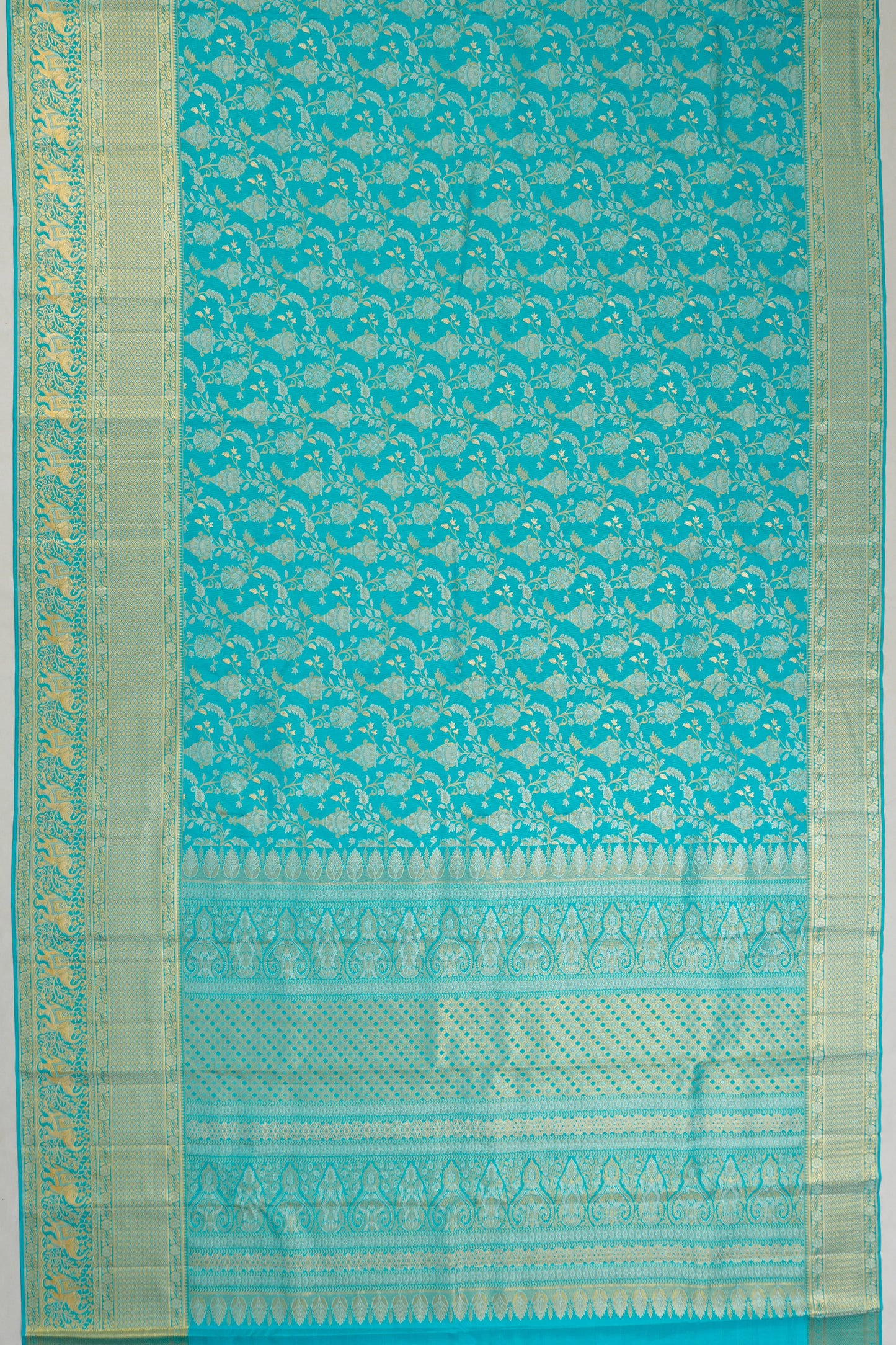 Taranga Kanchi Silk Brocade Aqua Blue Saree
