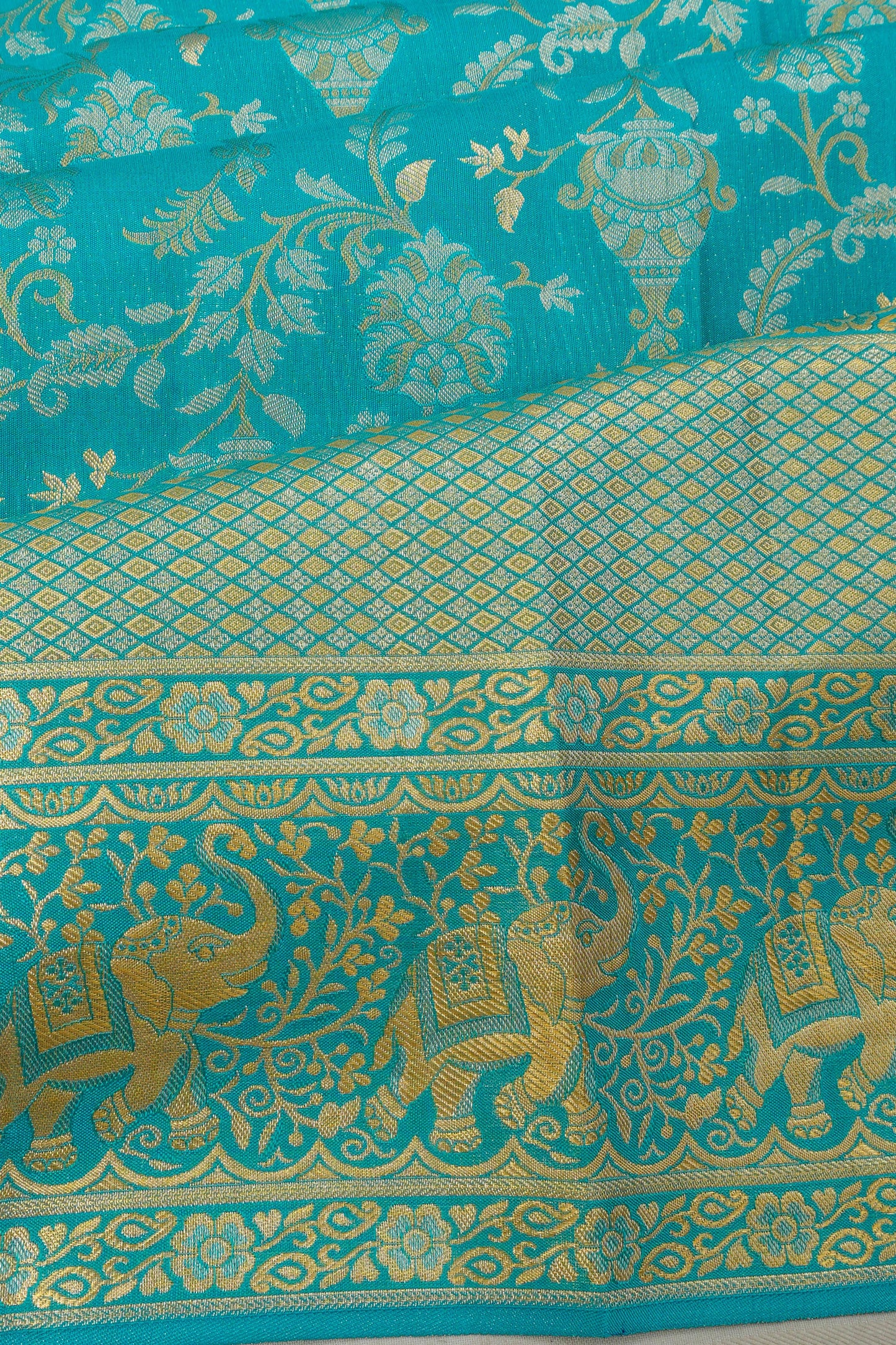 Taranga Kanchi Silk Brocade Aqua Blue Saree