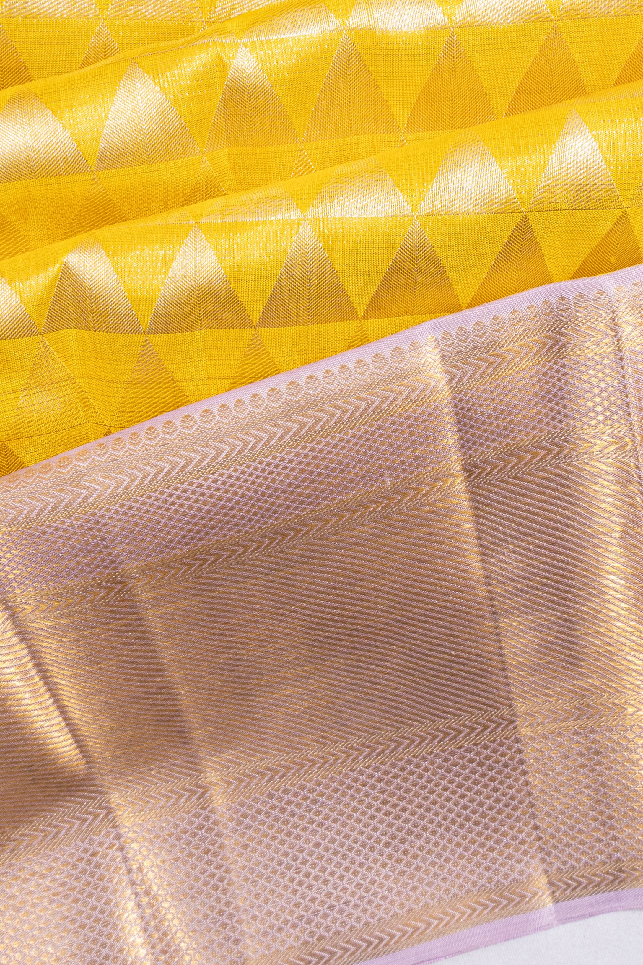Kanchipuram Silk Brocade Yellow Saree