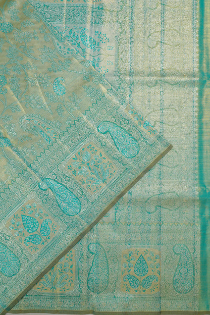 Kanchipuram Silk Tissue Brocade Blue Saree