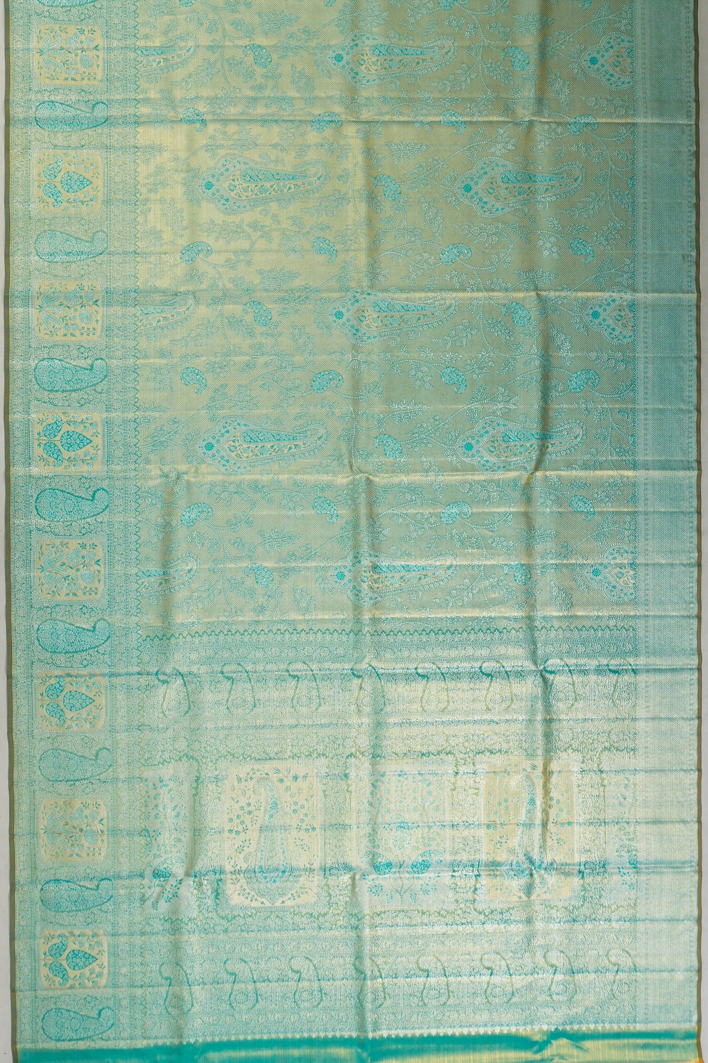 Kanchipuram Silk Tissue Brocade Blue Saree