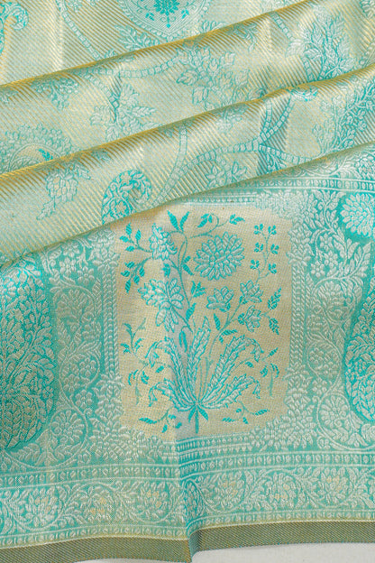 Kanchipuram Silk Tissue Brocade Blue Saree