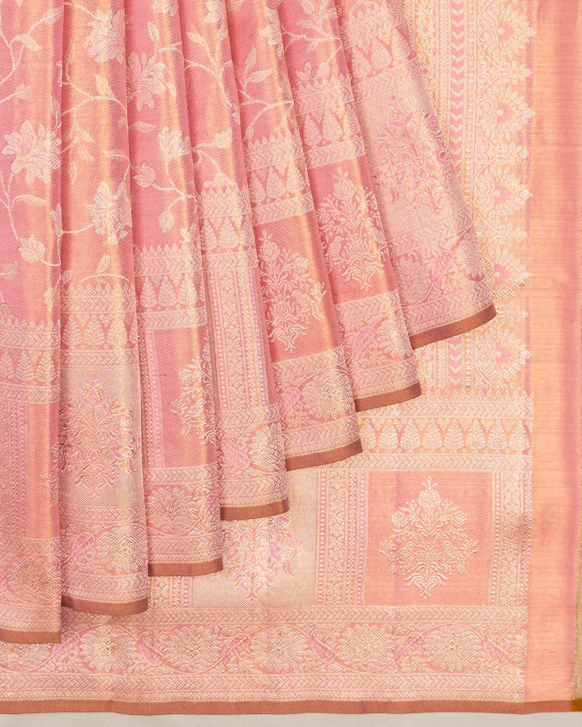 Kanchipuram Silk Tissue Jaal Pink Saree