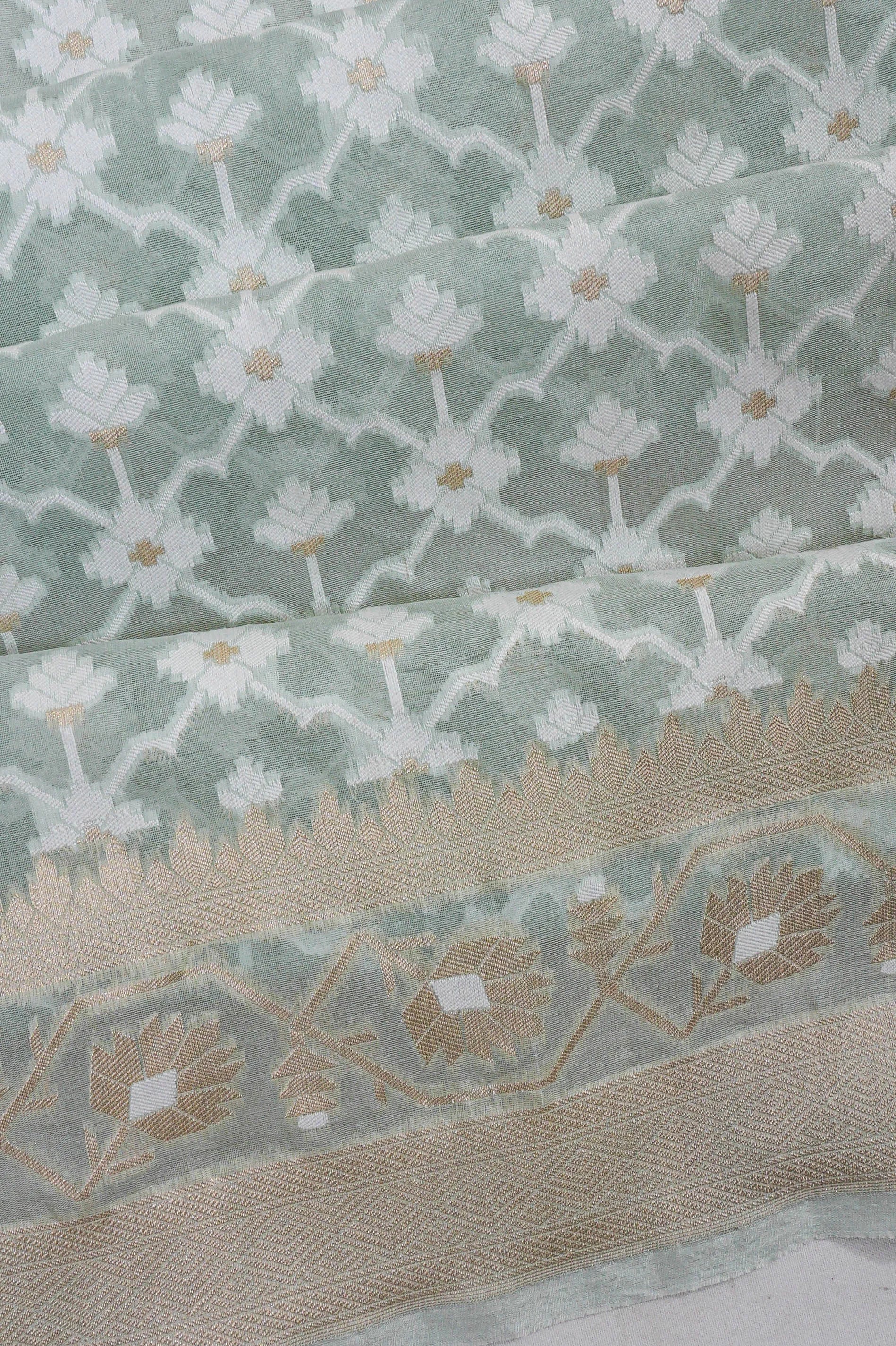 Banarasi Cotton Brocade Grey Saree