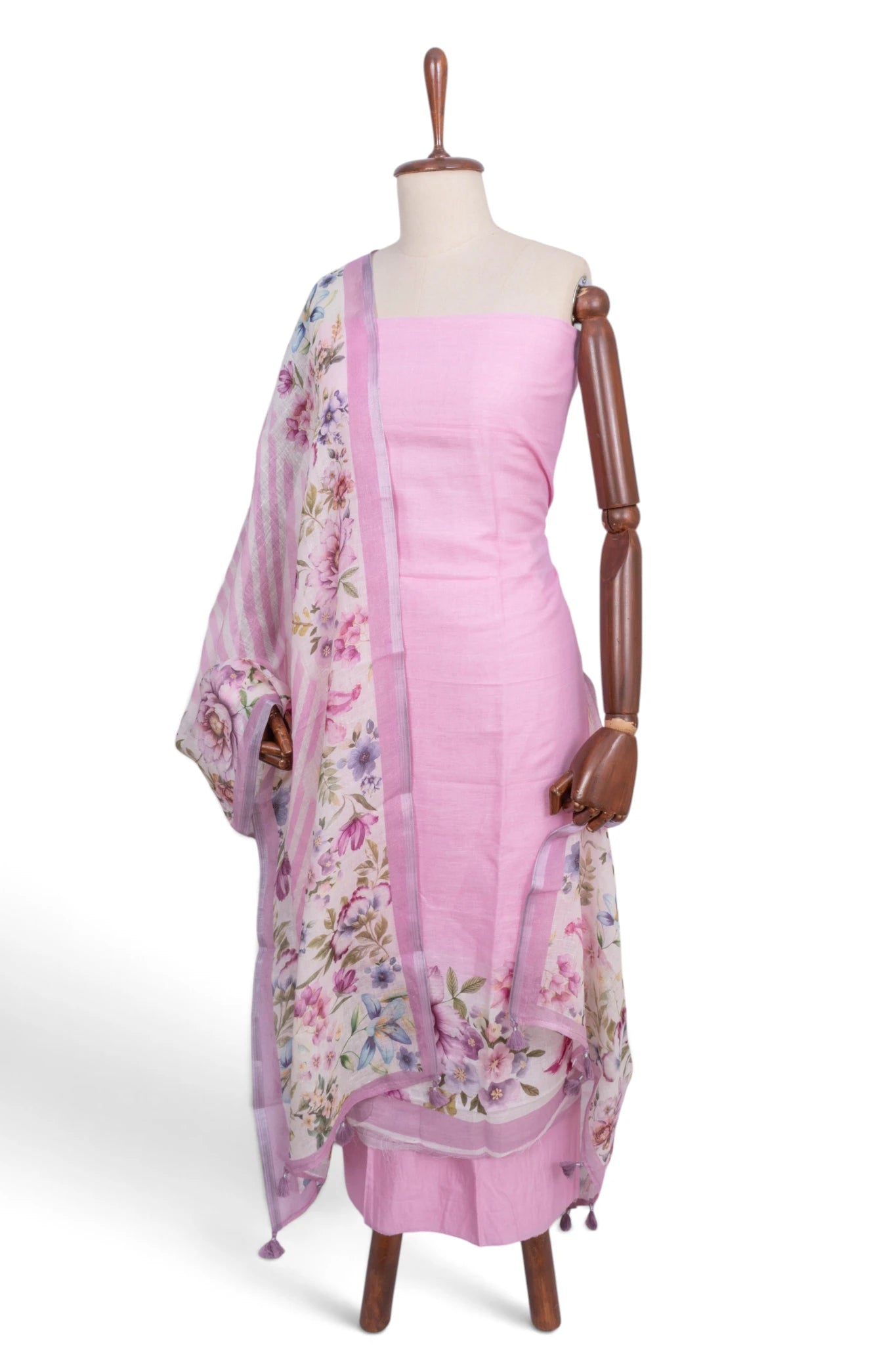 Linen Printed Pink Salwar Suit Set