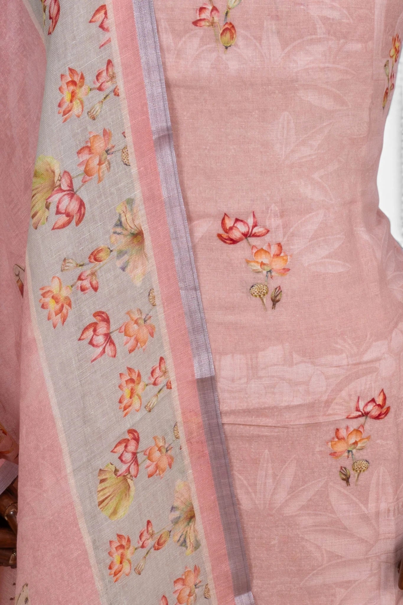 Linen Printed Pink Salwar Suit Set