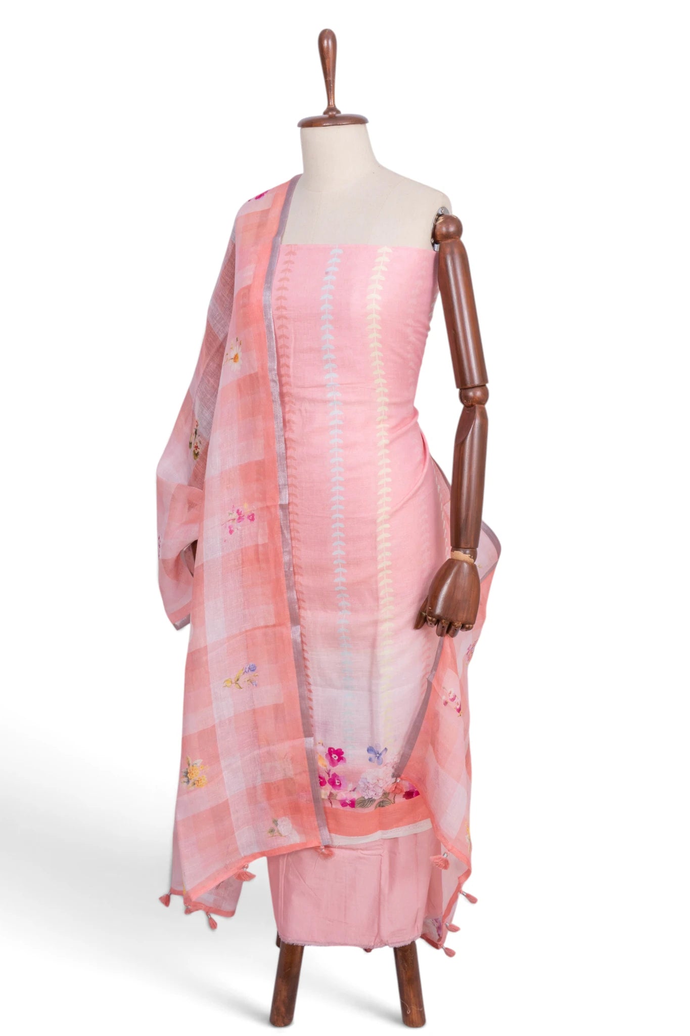 Linen Printed Pink Salwar Suit Set