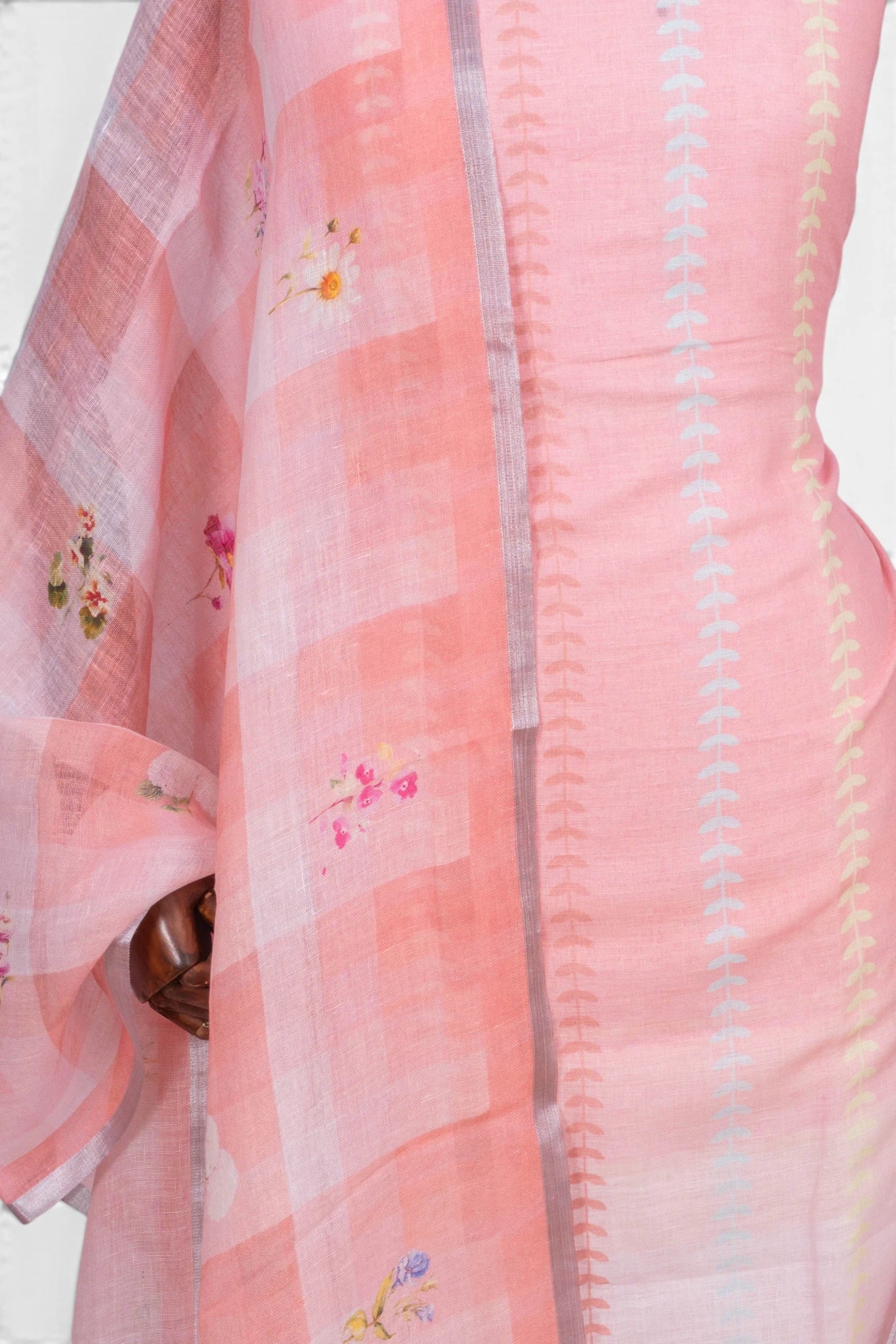 Linen Printed Pink Salwar Suit Set