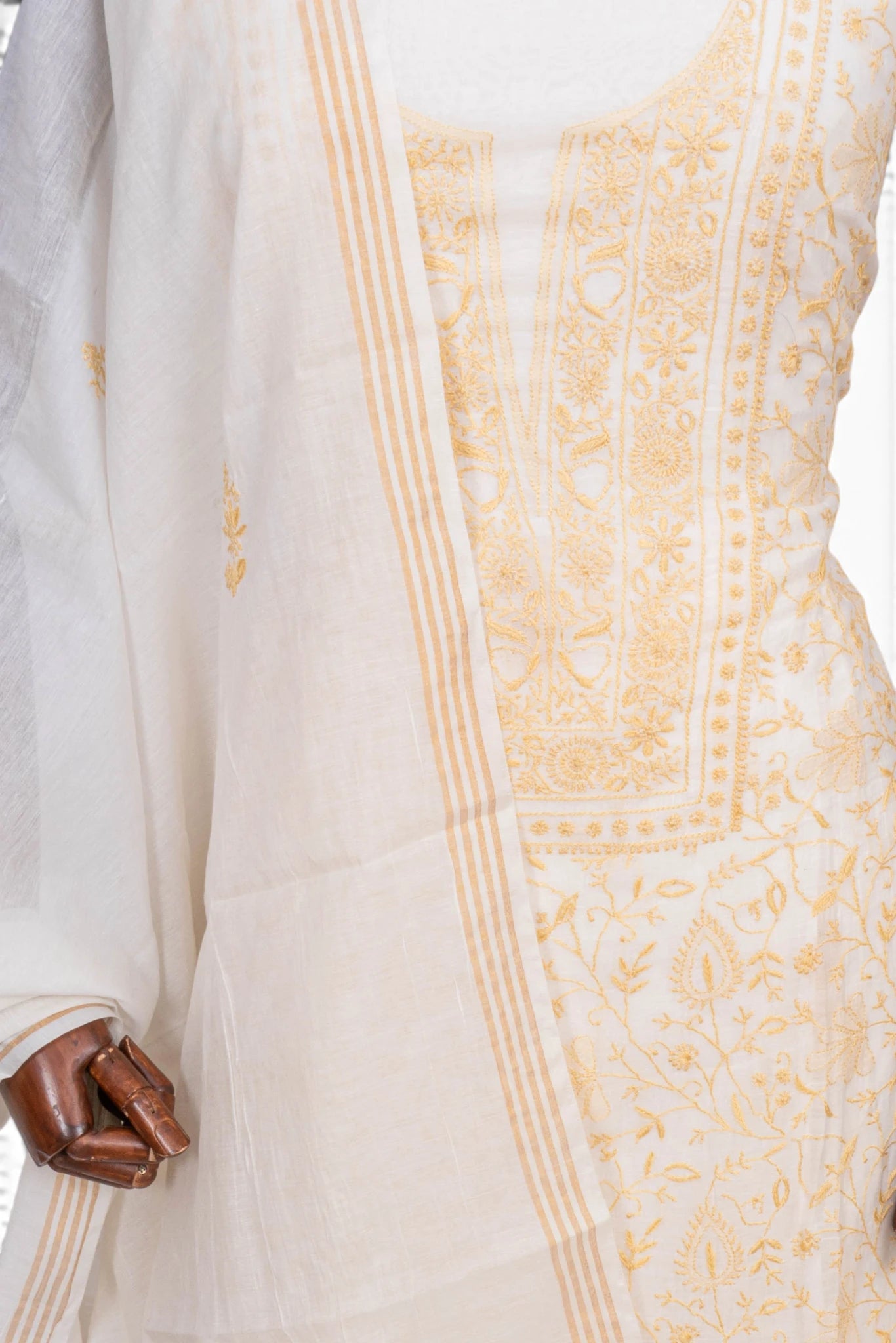 Mul Cotton Embroidery White Salwar Suit Set