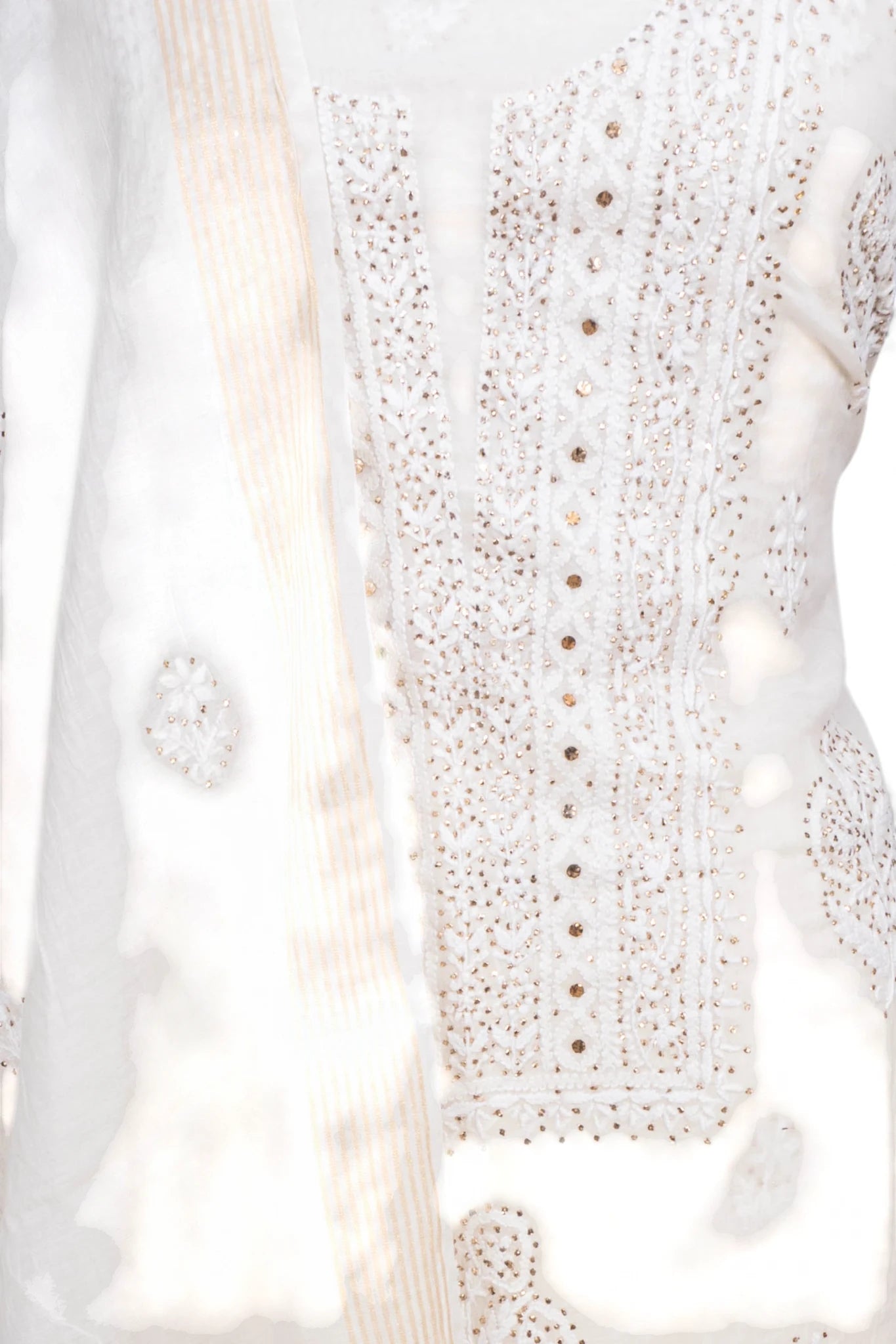 Mul Cotton Embroidery White Salwar Suit Set