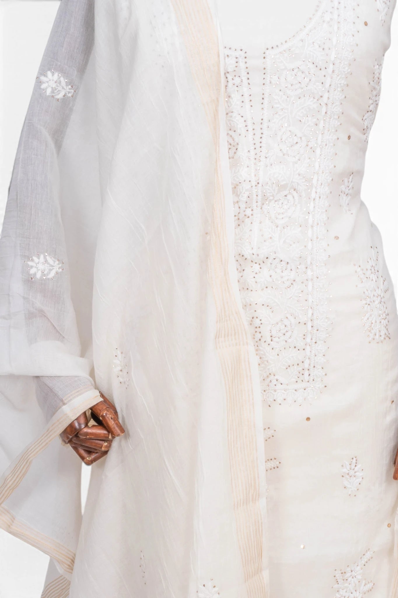 Mul Cotton Embroidery White Salwar Suit Set