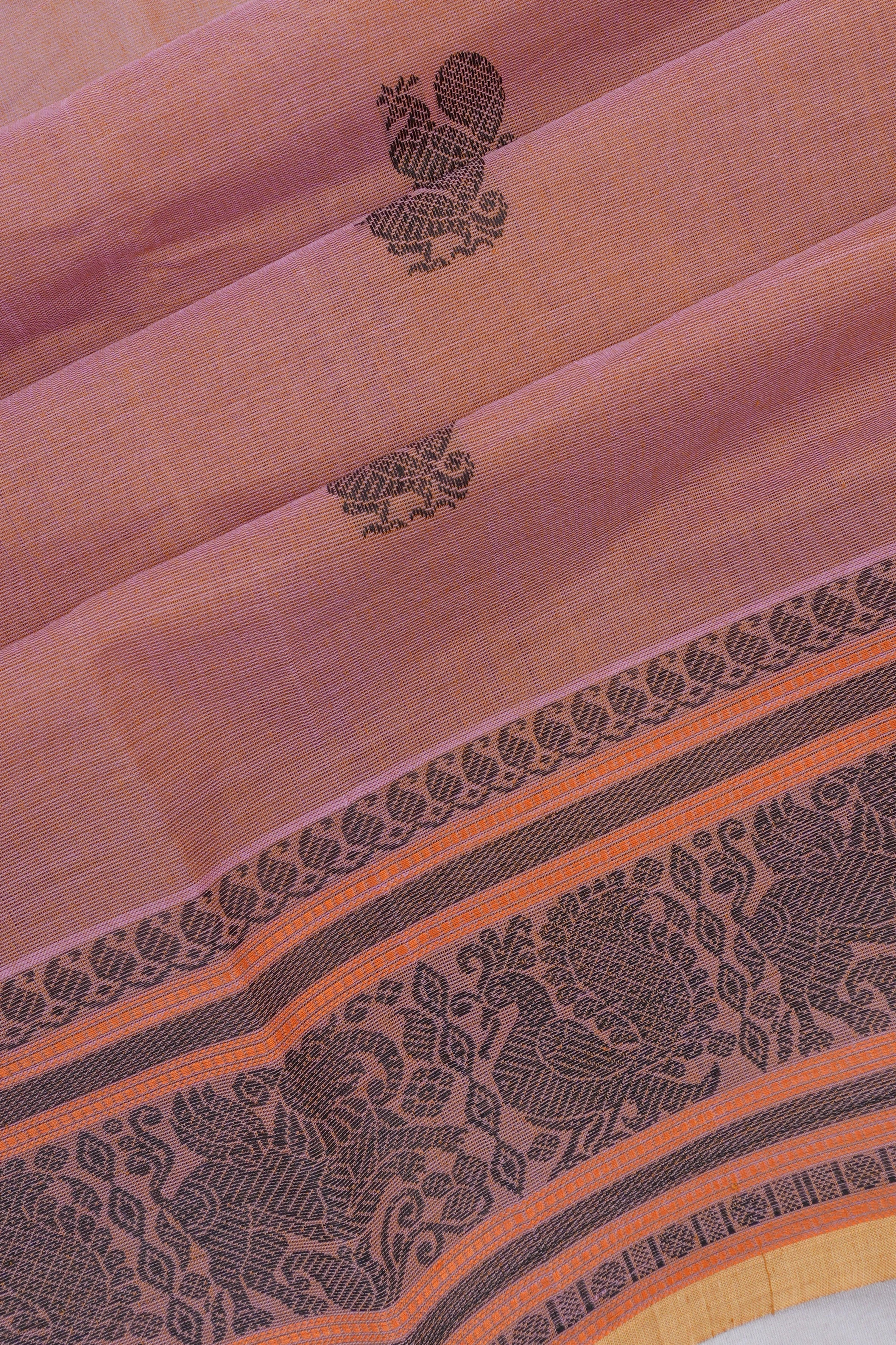 Chettinad Cotton Butta Sandal Brown Saree