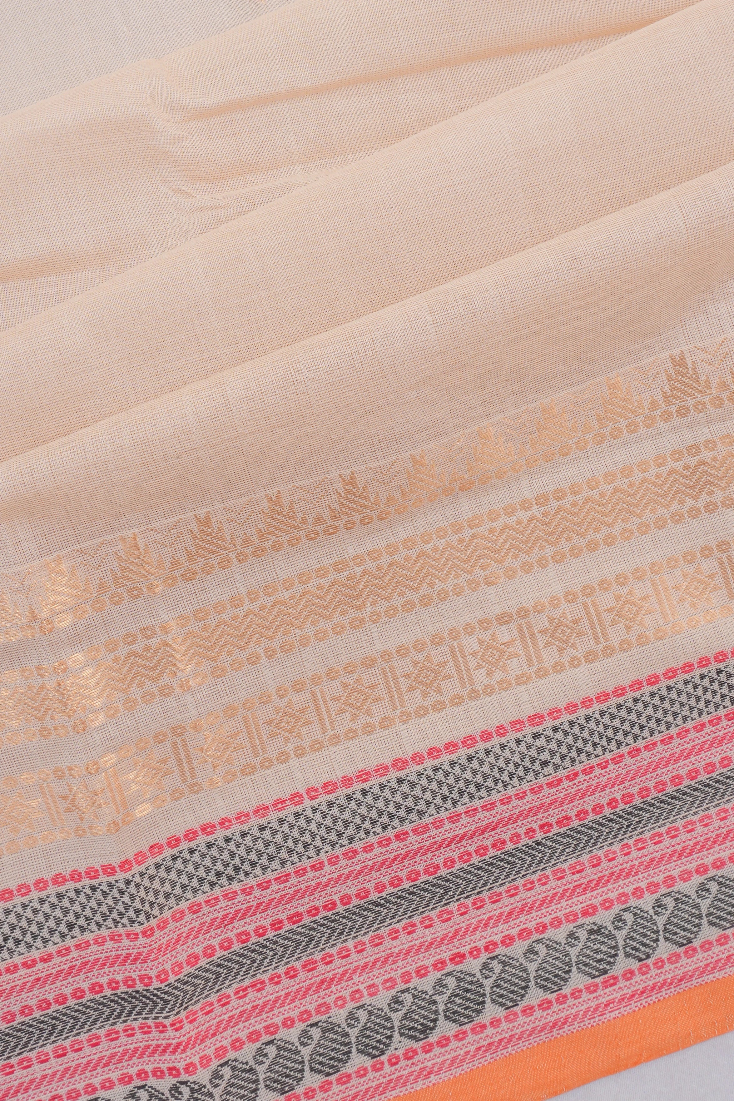 Chettinad Cotton Butta Cream Saree