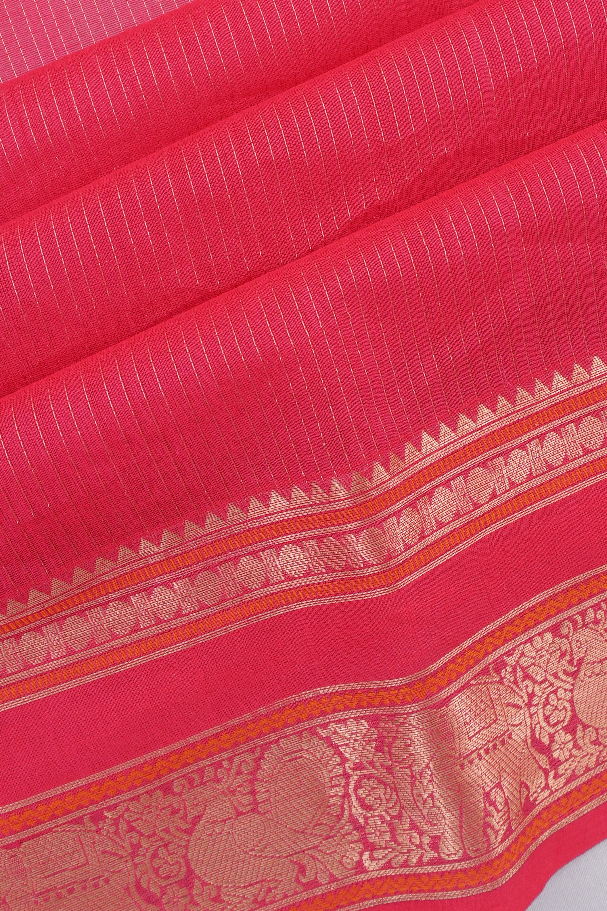 Chettinad Cotton Lines Pink Saree