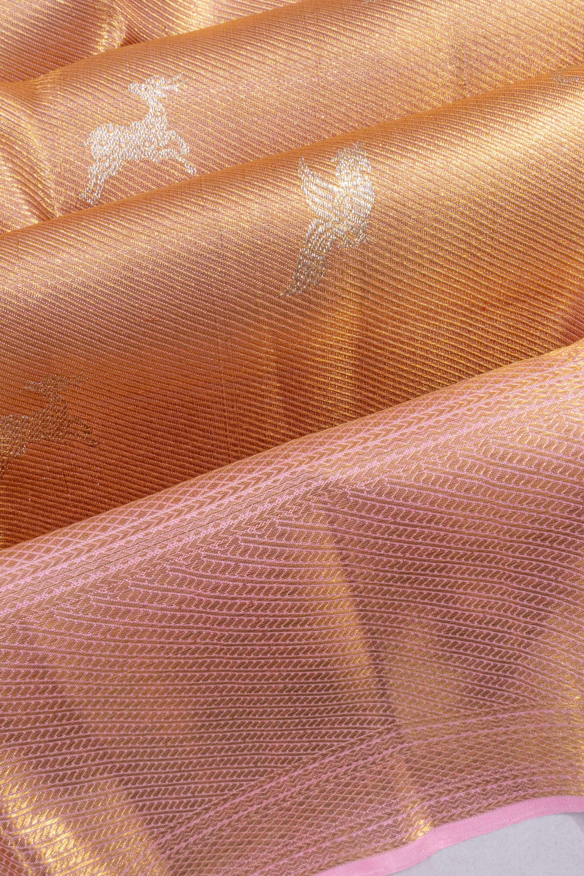Kanchipuram Silk Tissue Butta Gold Saree