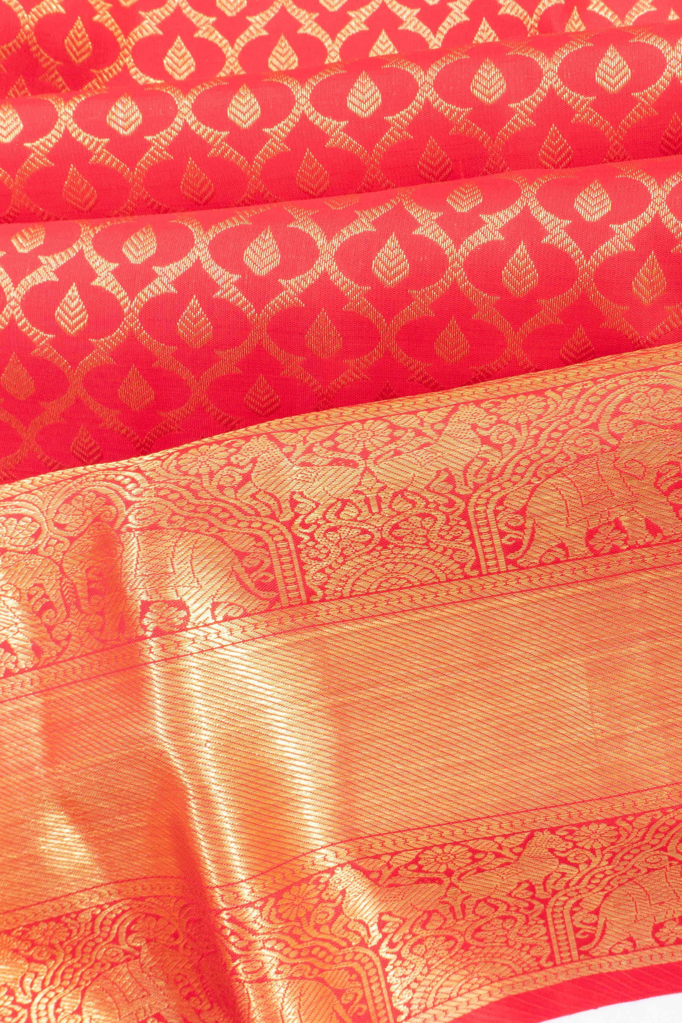 Kanchipuram Silk Brocade And Butta Red Saree