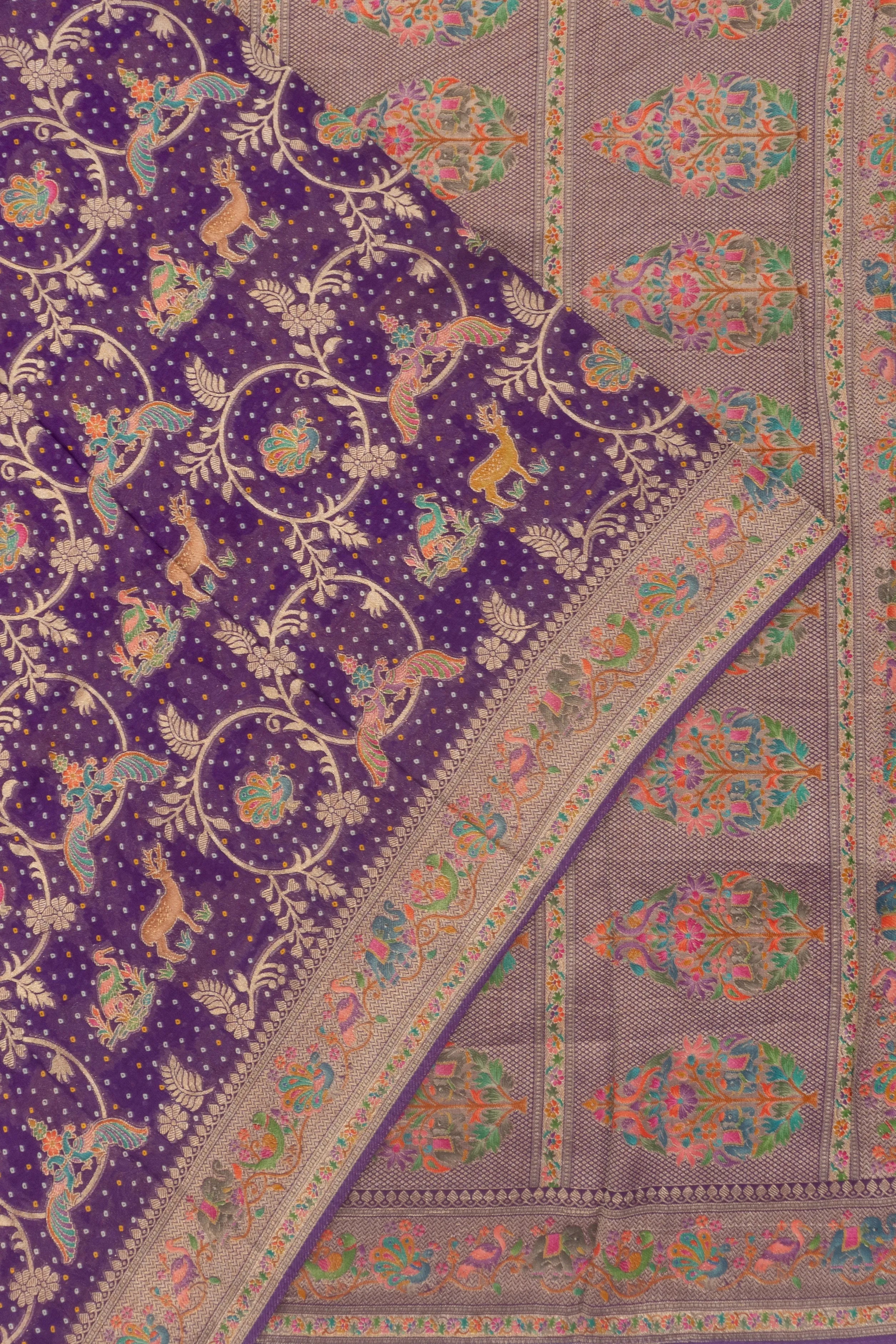 Viscose Georgette Brocade Purple Saree