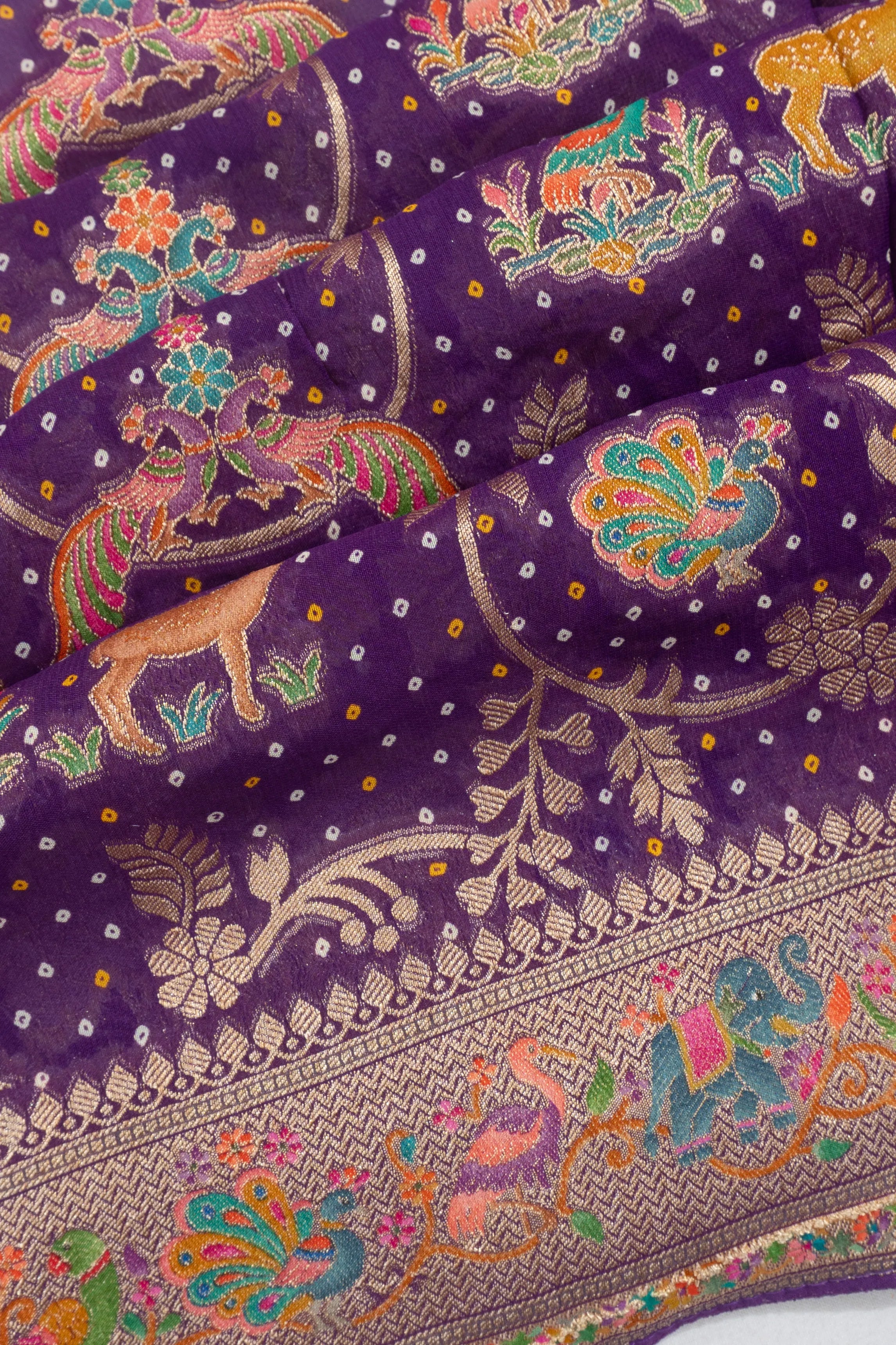 Viscose Georgette Brocade Purple Saree