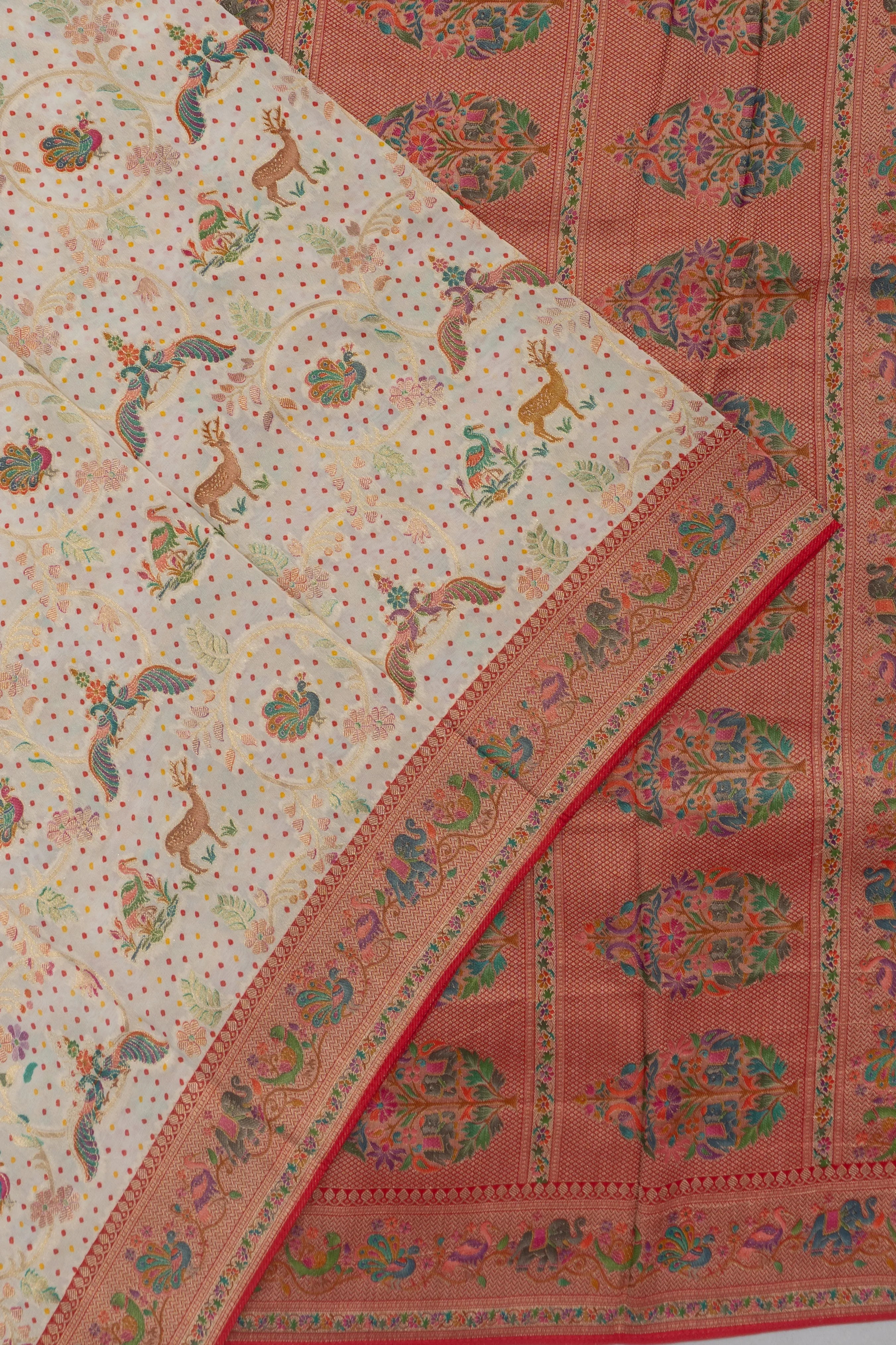 Viscose Georgette Brocade White Saree