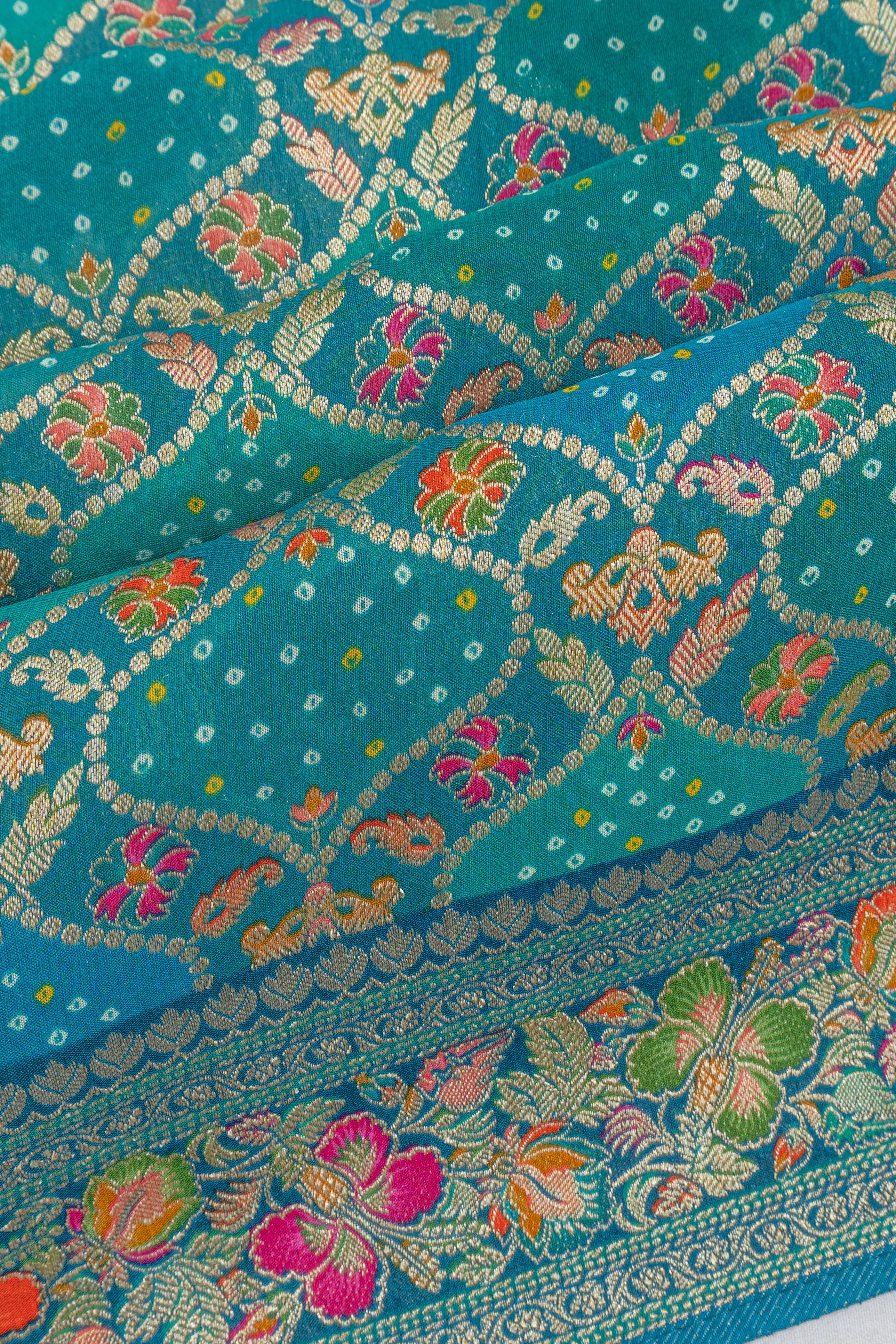 Viscose Georgette Brocade Blue Saree