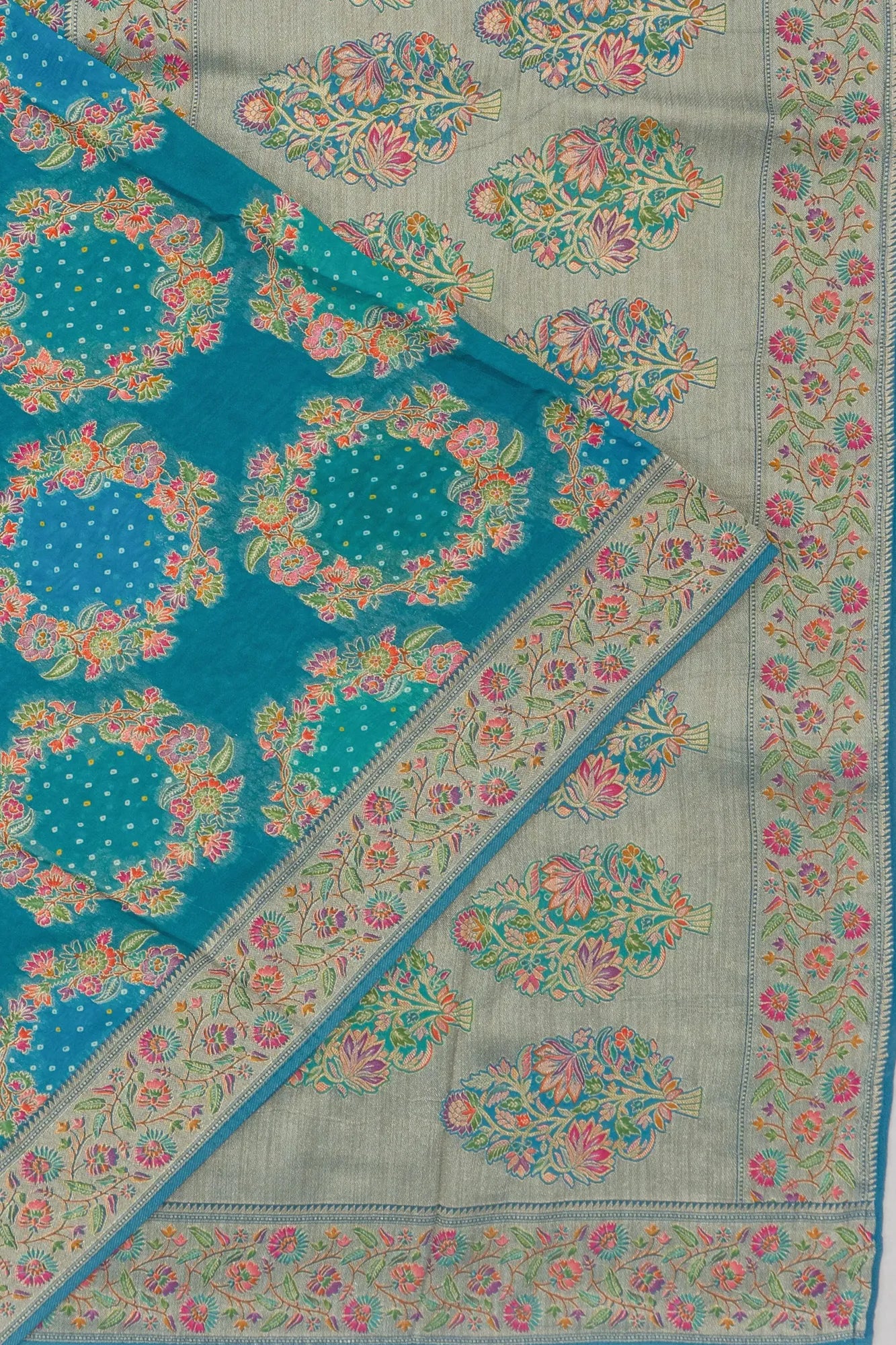 Viscose Georgette Brocade Blue Saree