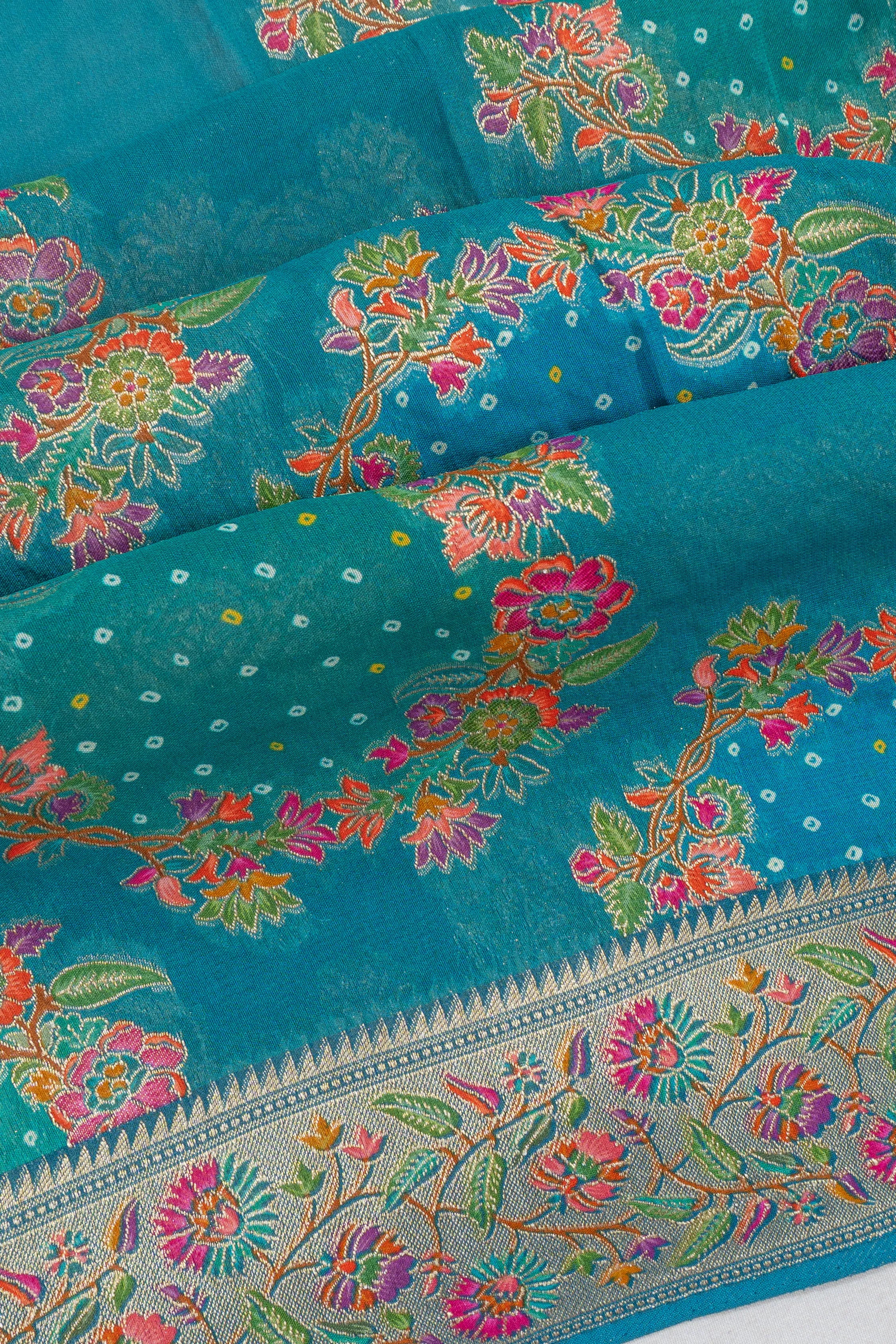 Viscose Georgette Brocade Blue Saree
