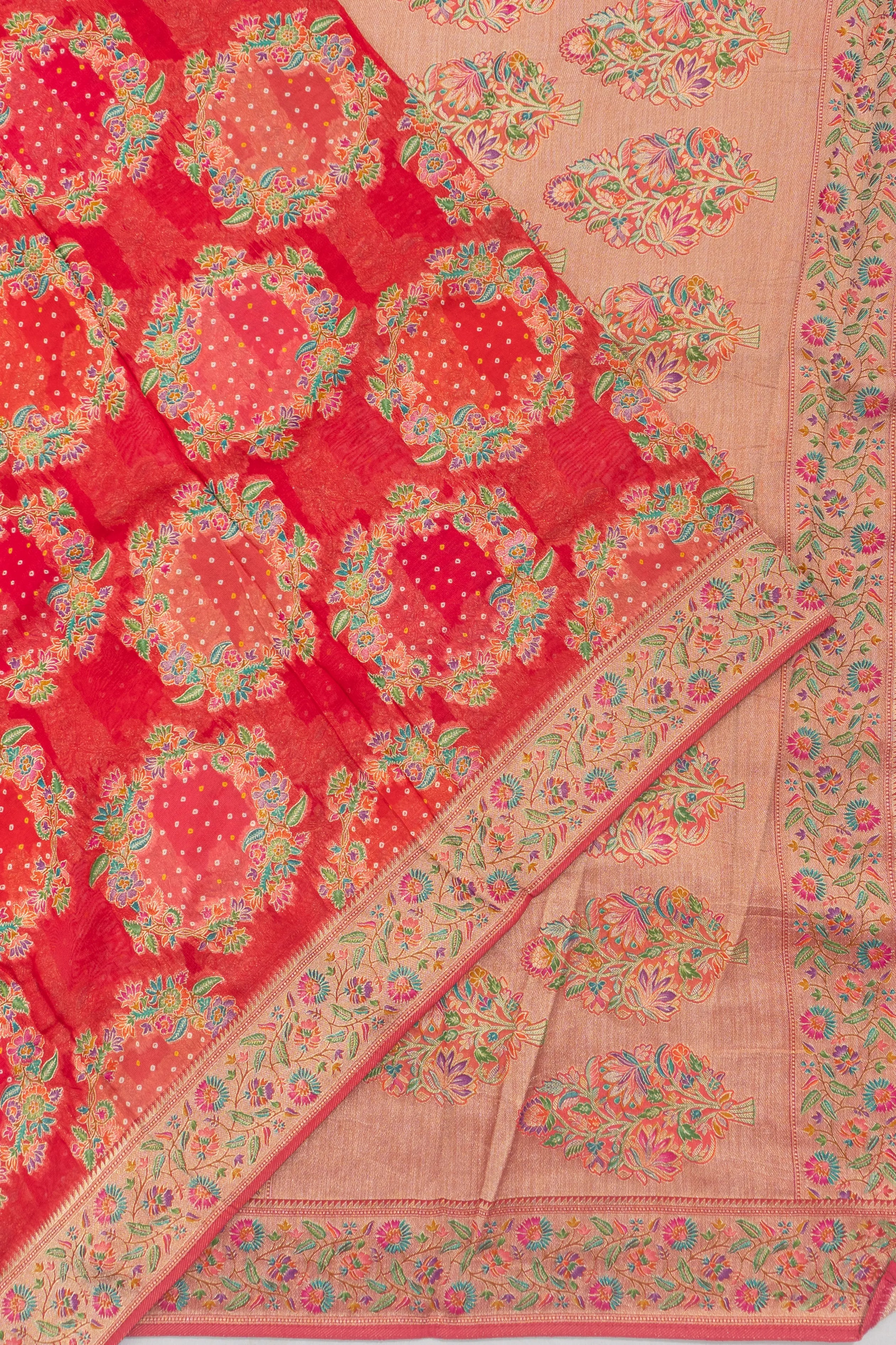 Viscose Georgette Brocade Red Saree