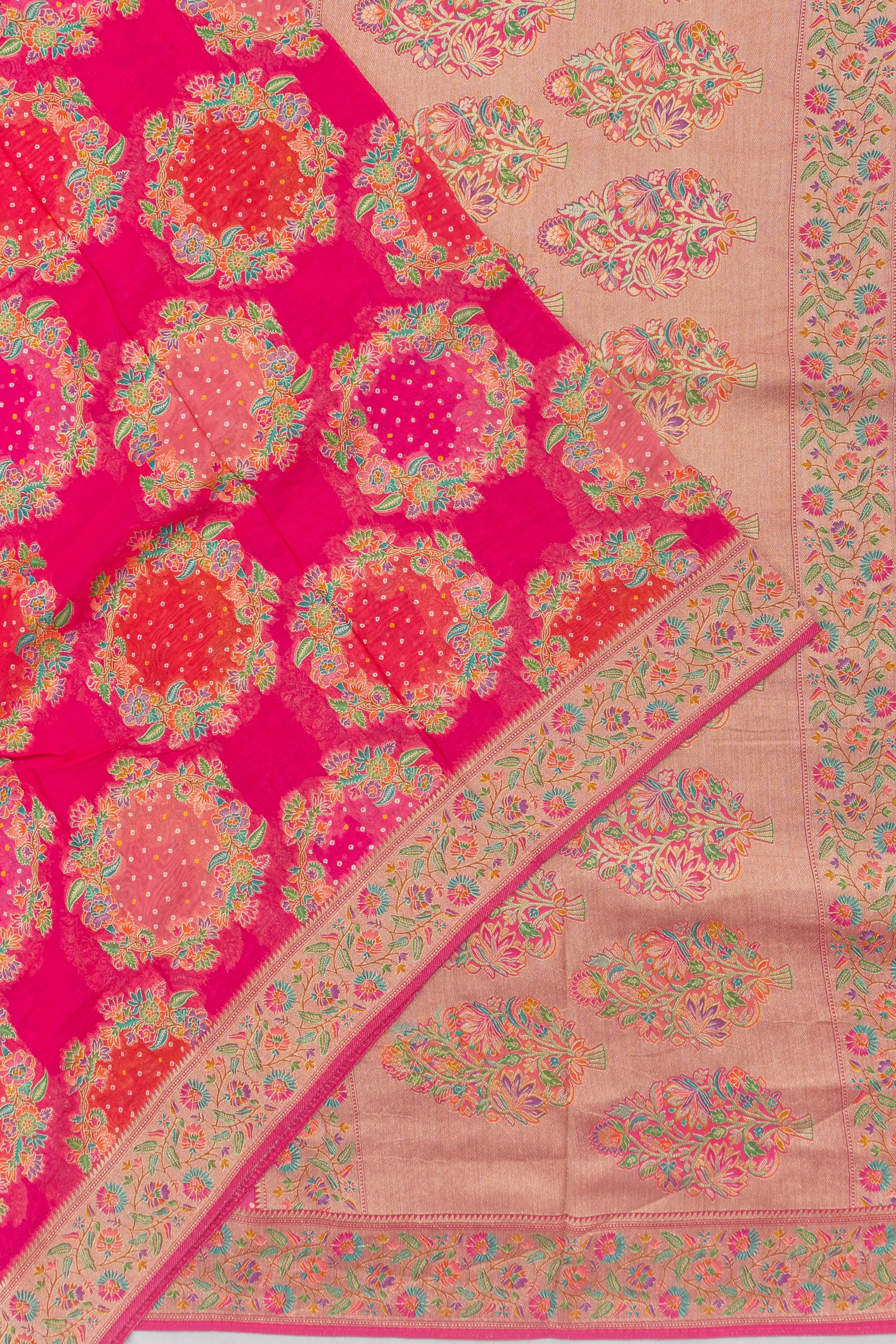 Viscose Georgette Brocade Pink Saree