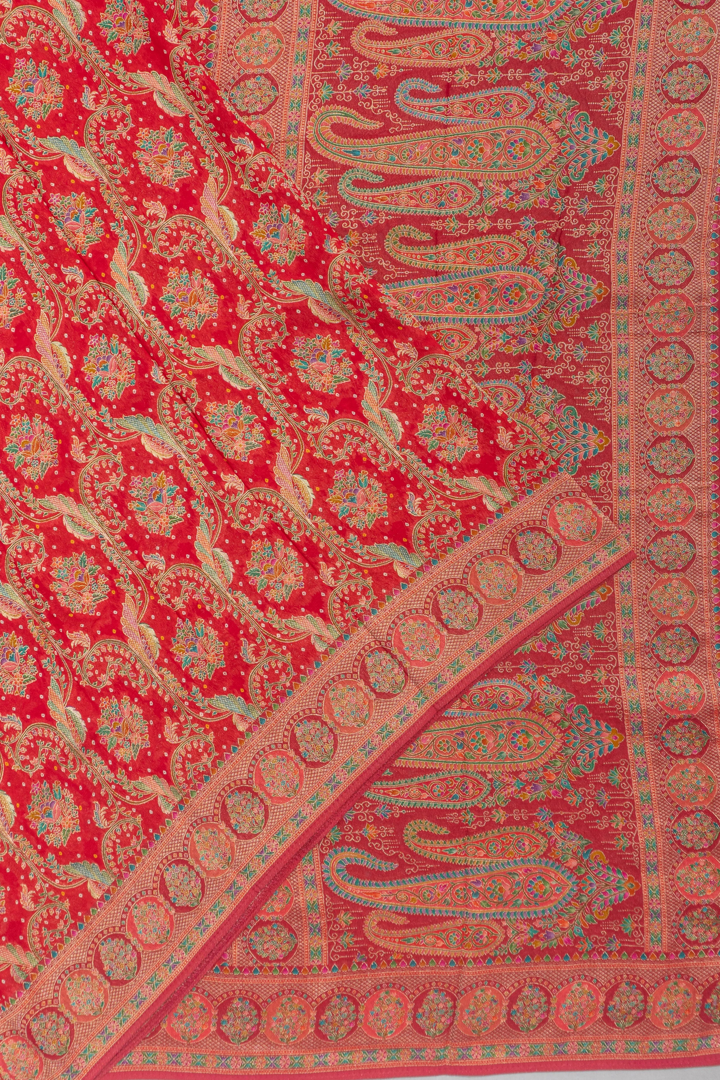 Viscose Georgette Jaal And Butta Red Saree
