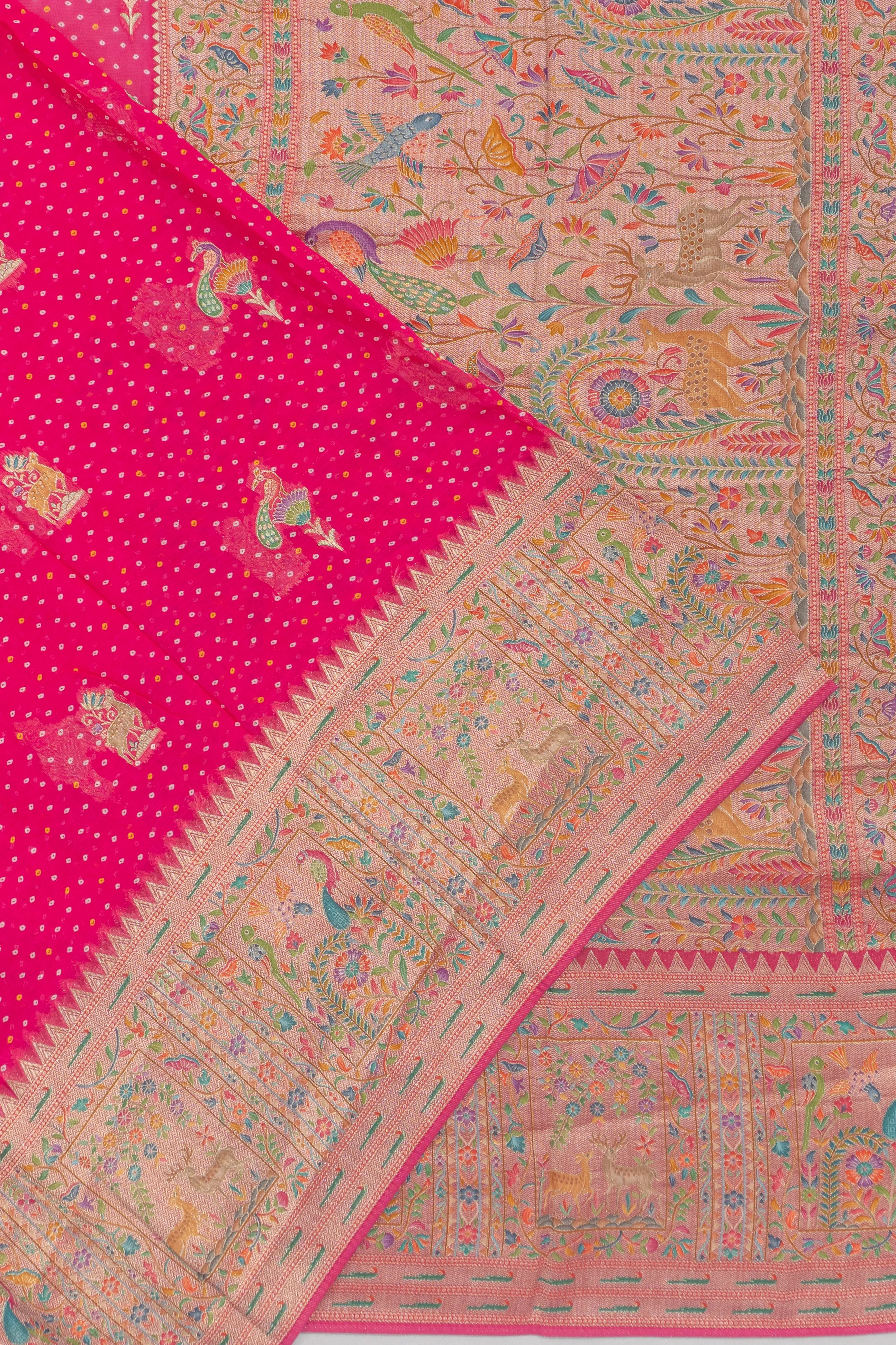 Viscose Georgette Brocade And Butta Pink Saree