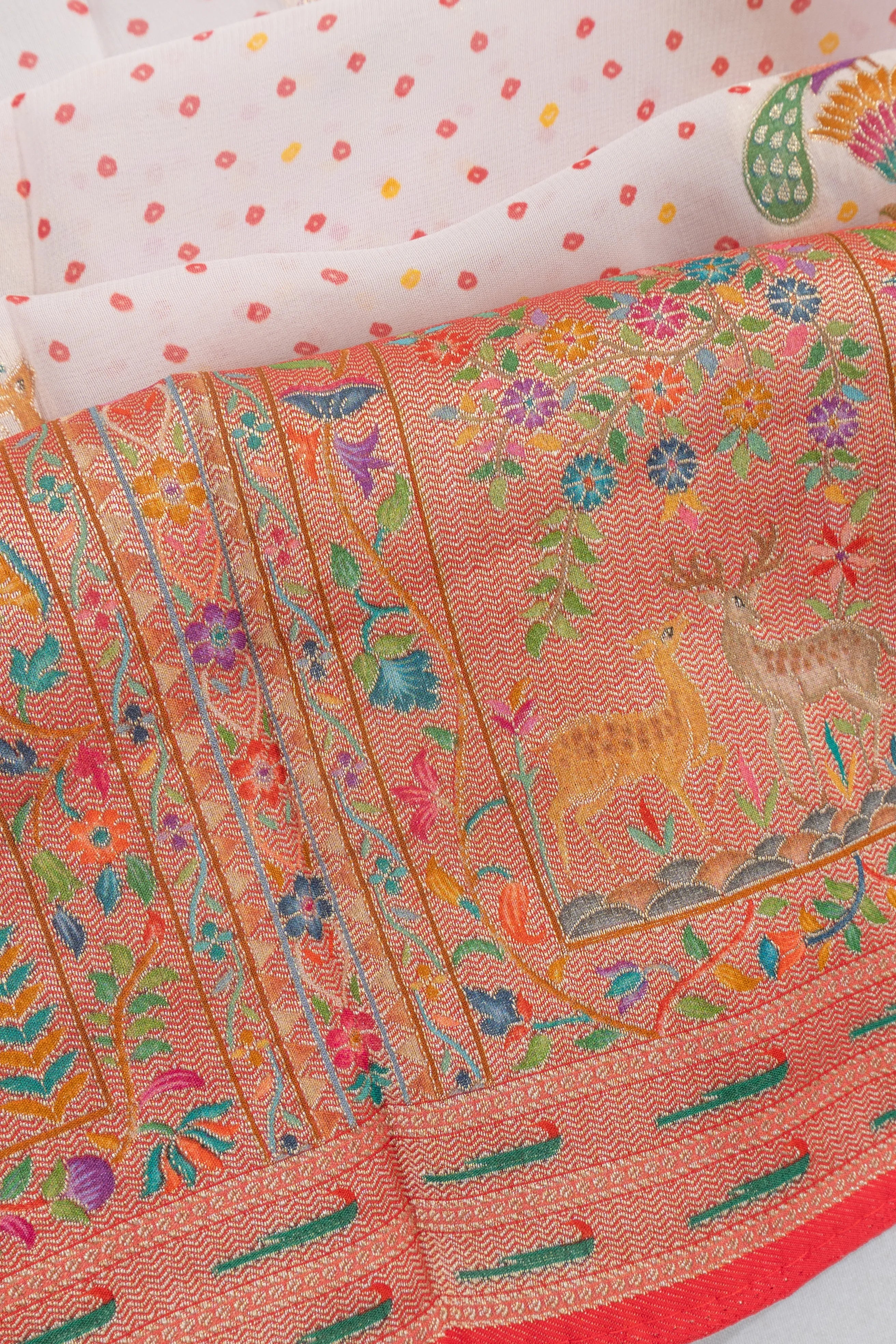 Viscose Georgette Brocade And Butta White Saree