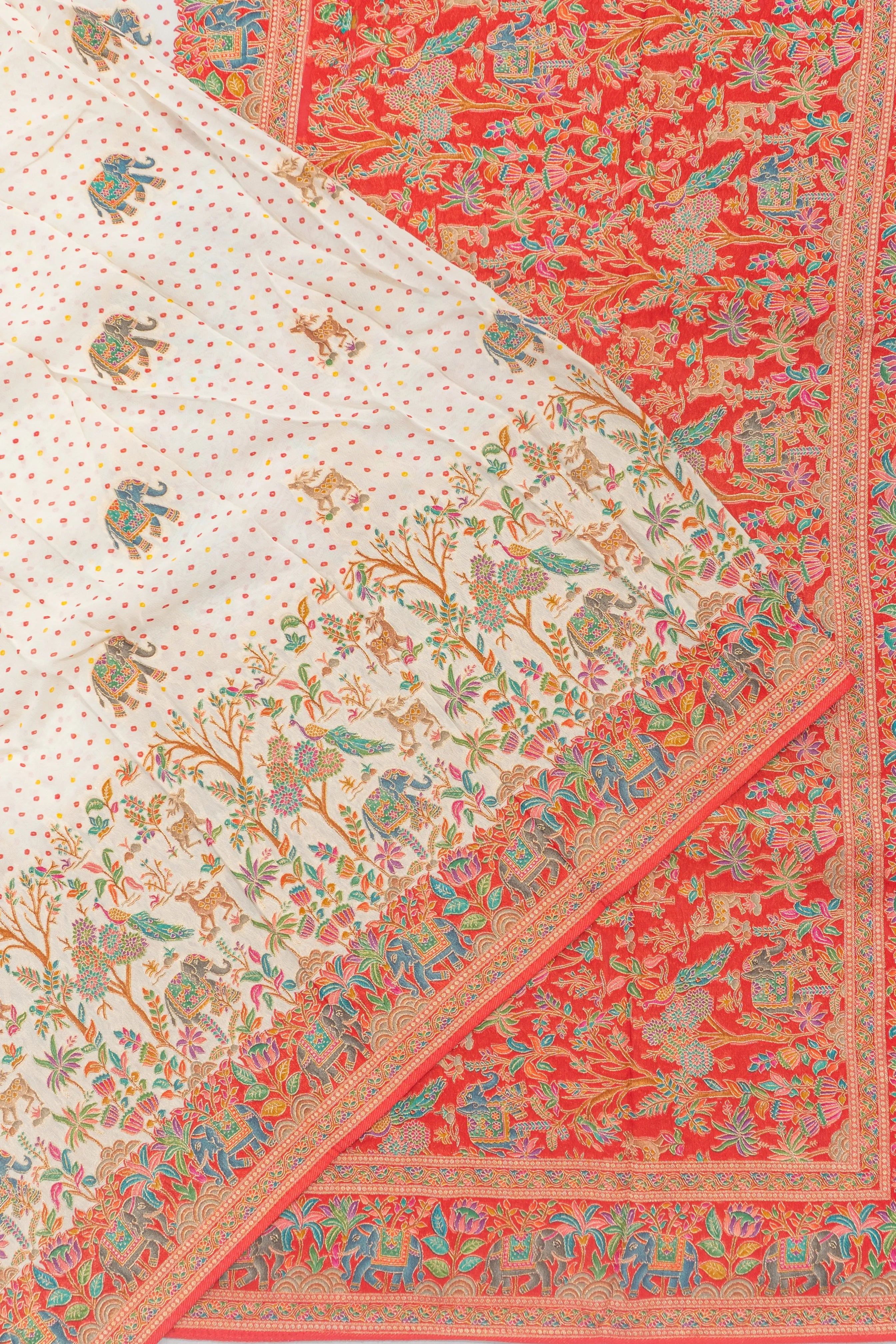 Viscose Georgette Brocade And Butta White Saree