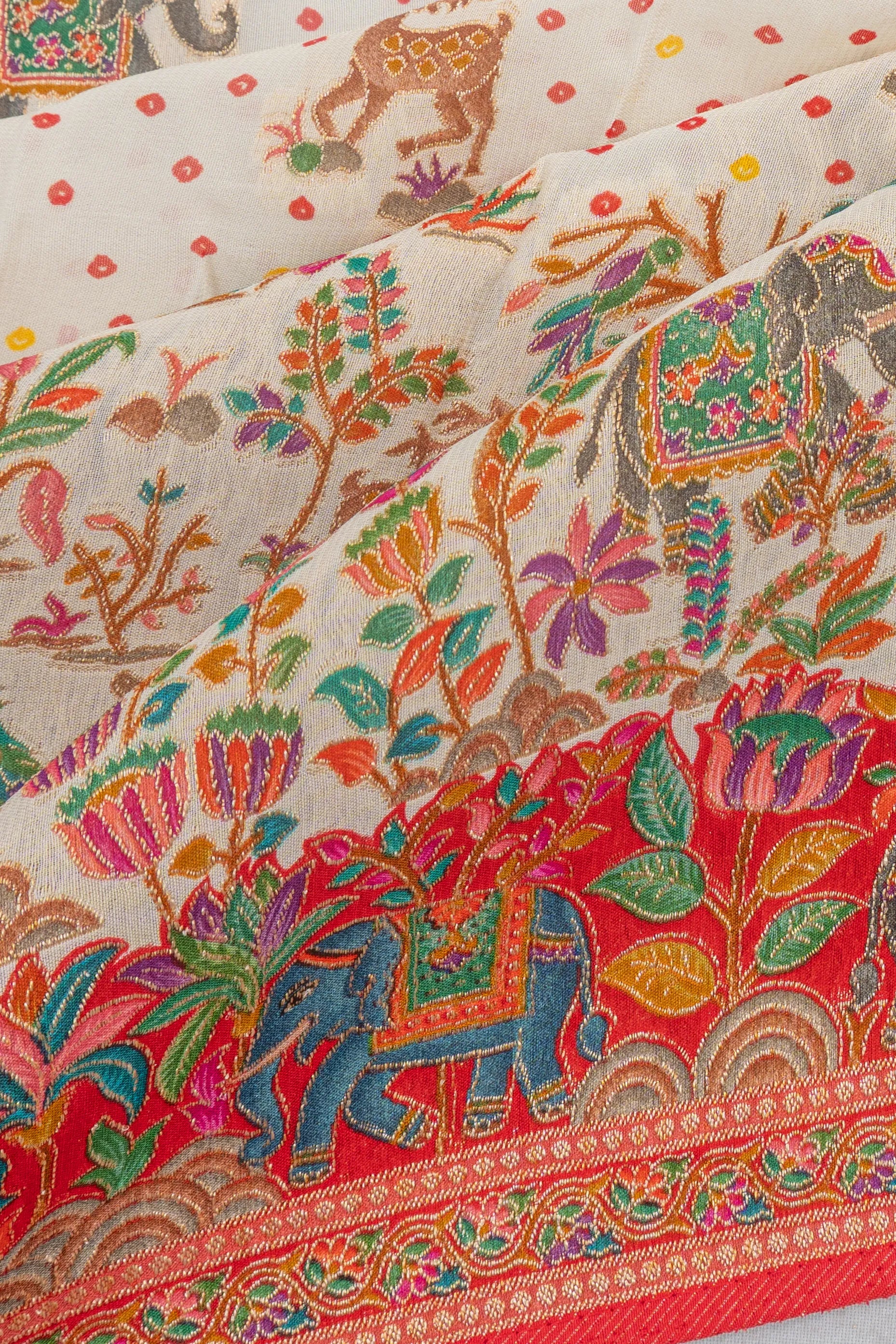 Viscose Georgette Brocade And Butta White Saree