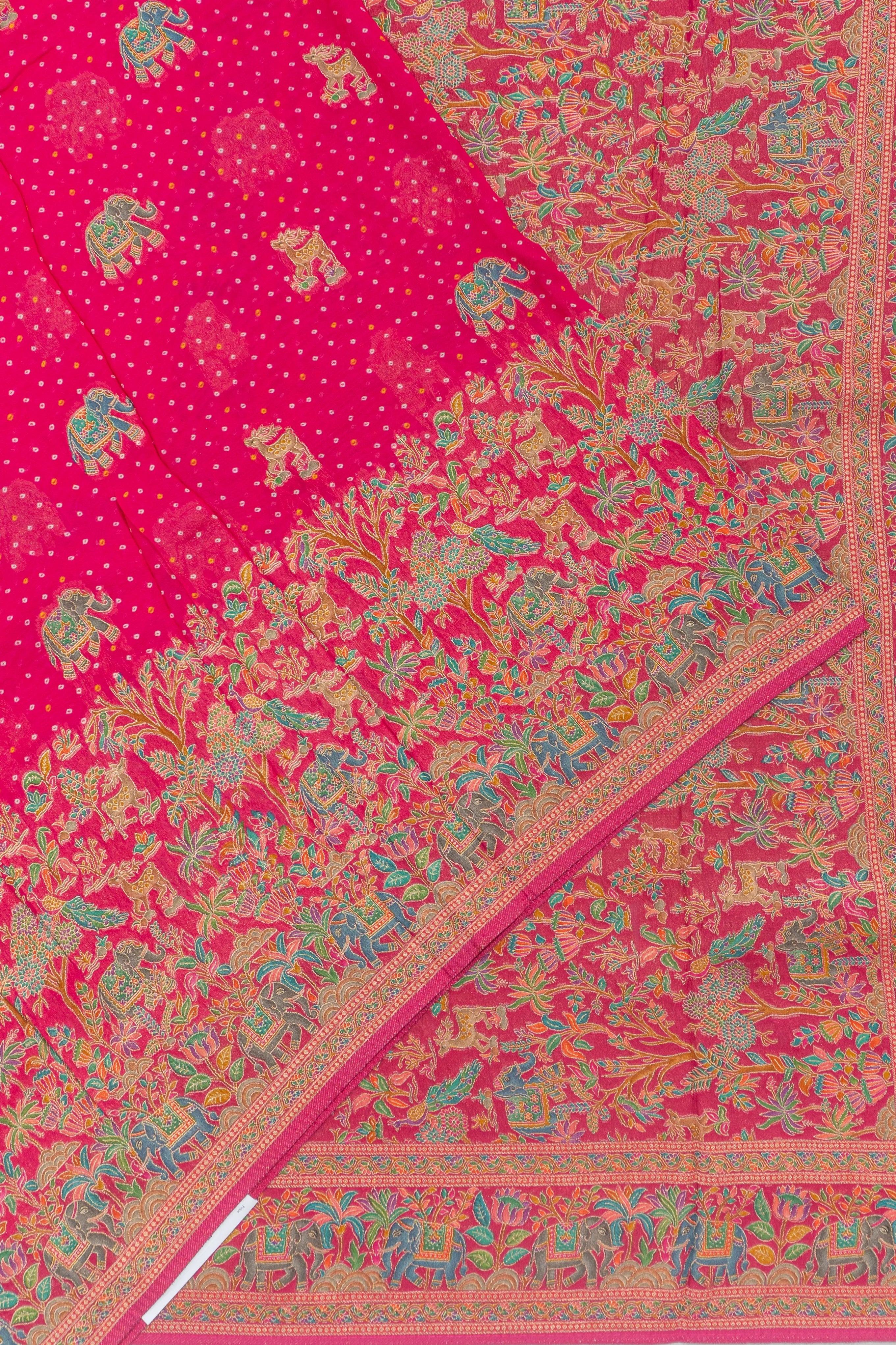 Viscose Georgette Brocade And Butta Pink Saree