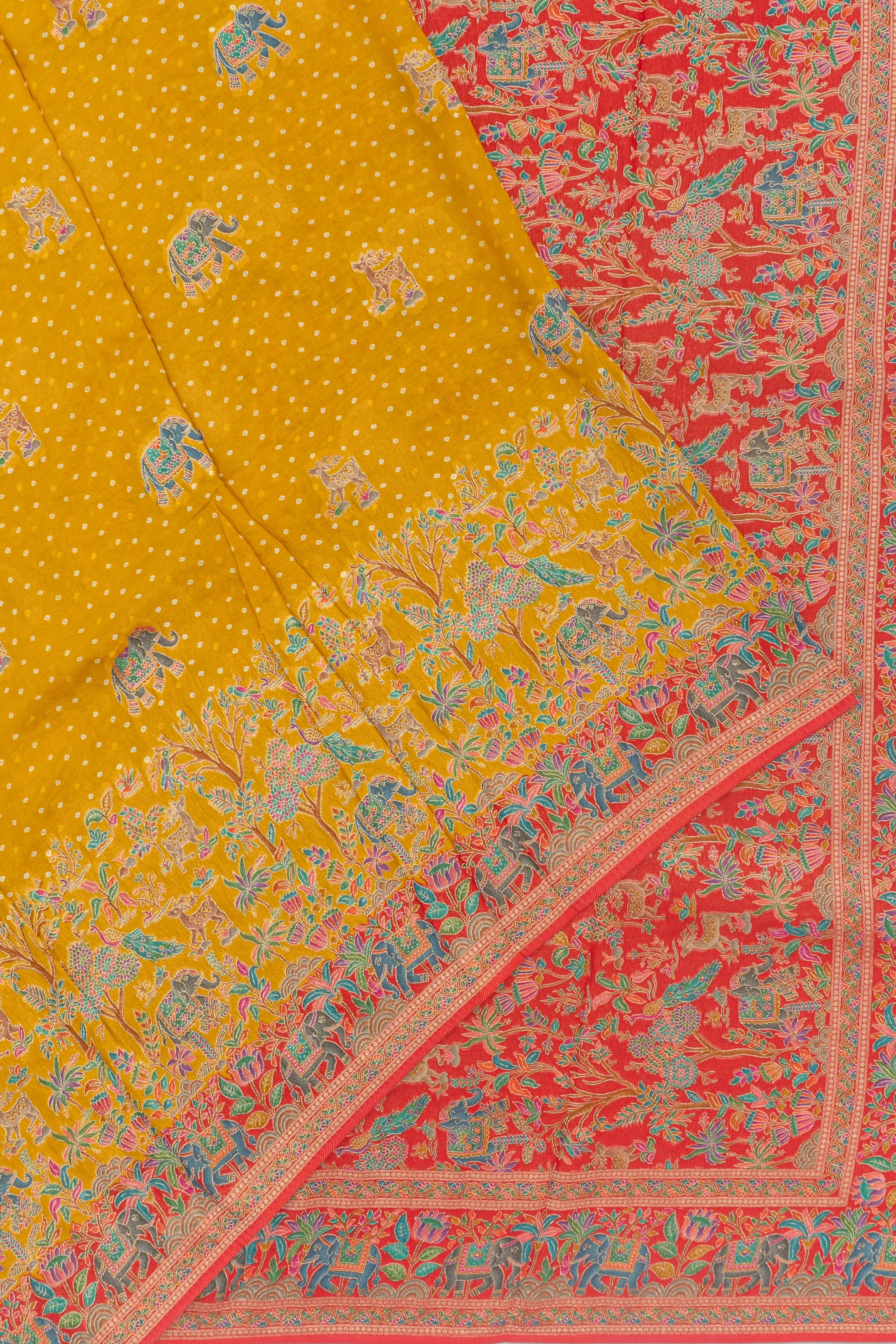 Viscose Georgette Brocade And Butta Yellow Saree