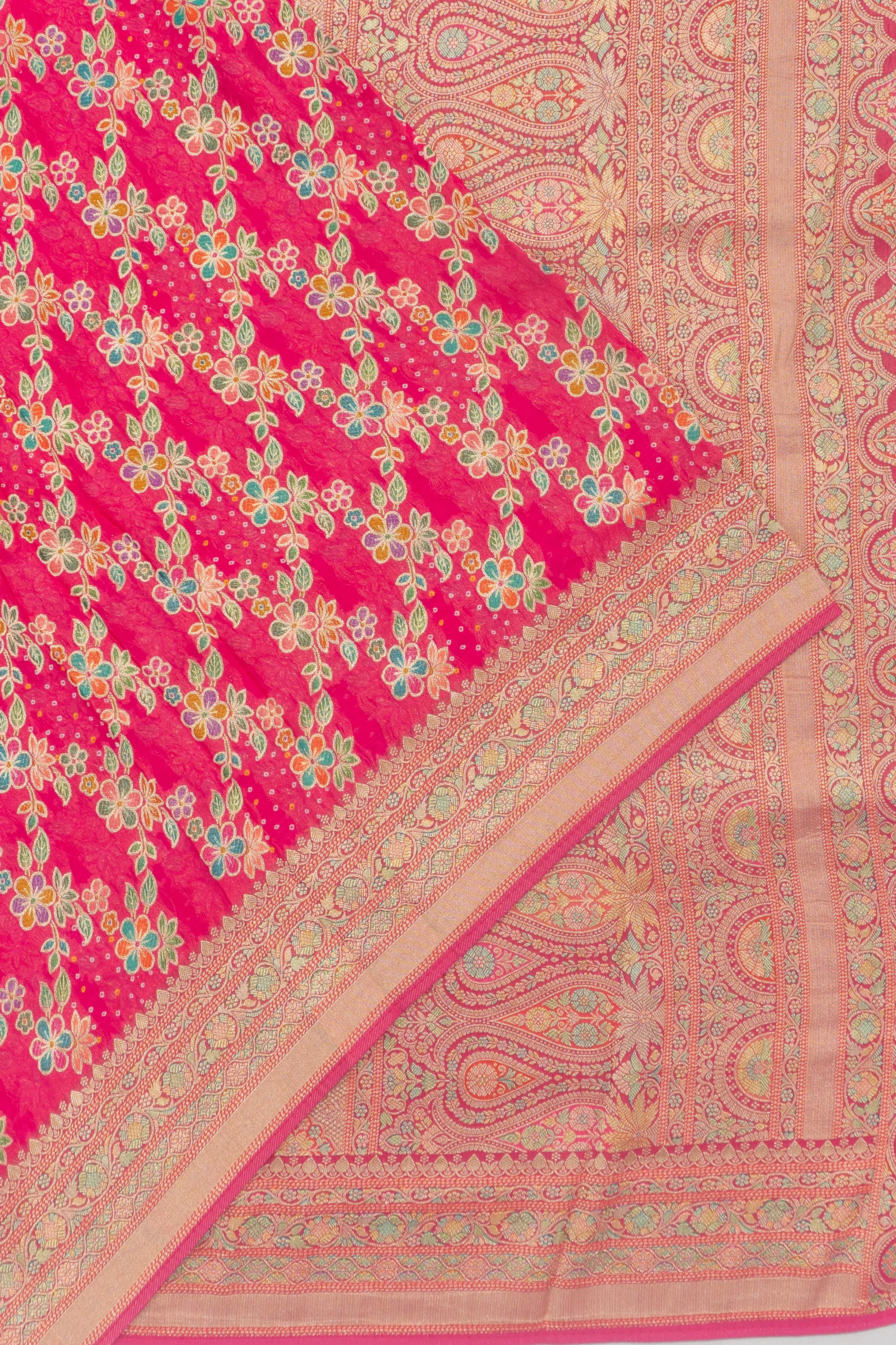 Viscose Georgette Brocade Pink Saree