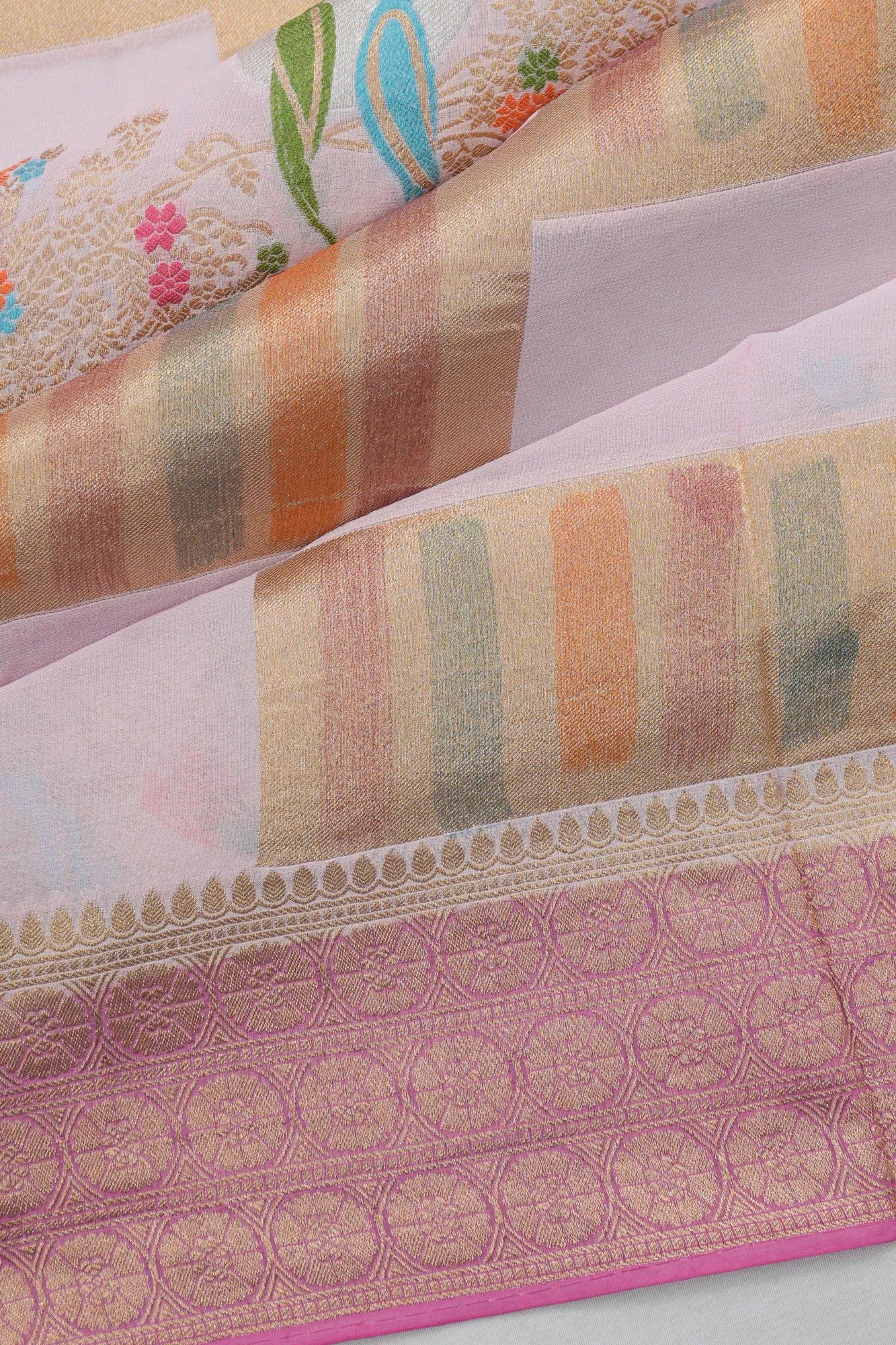 Banarasi Georgette Brocade Baby Pink Saree