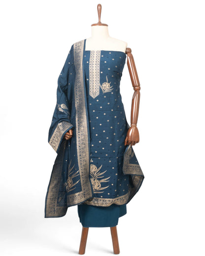 Vaanya Banaras Silk Butta Dark Blue Salwar Suit Set