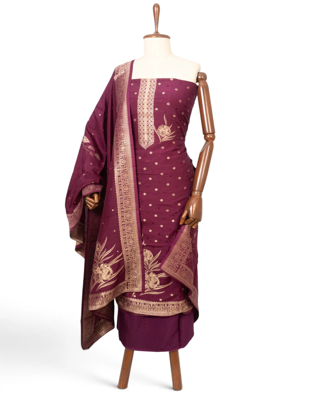 Vaanya Banaras Silk Butta Purple Salwar Suit Set