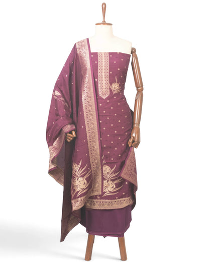 Vaanya Banaras Silk Butta Purple Salwar Suit Set