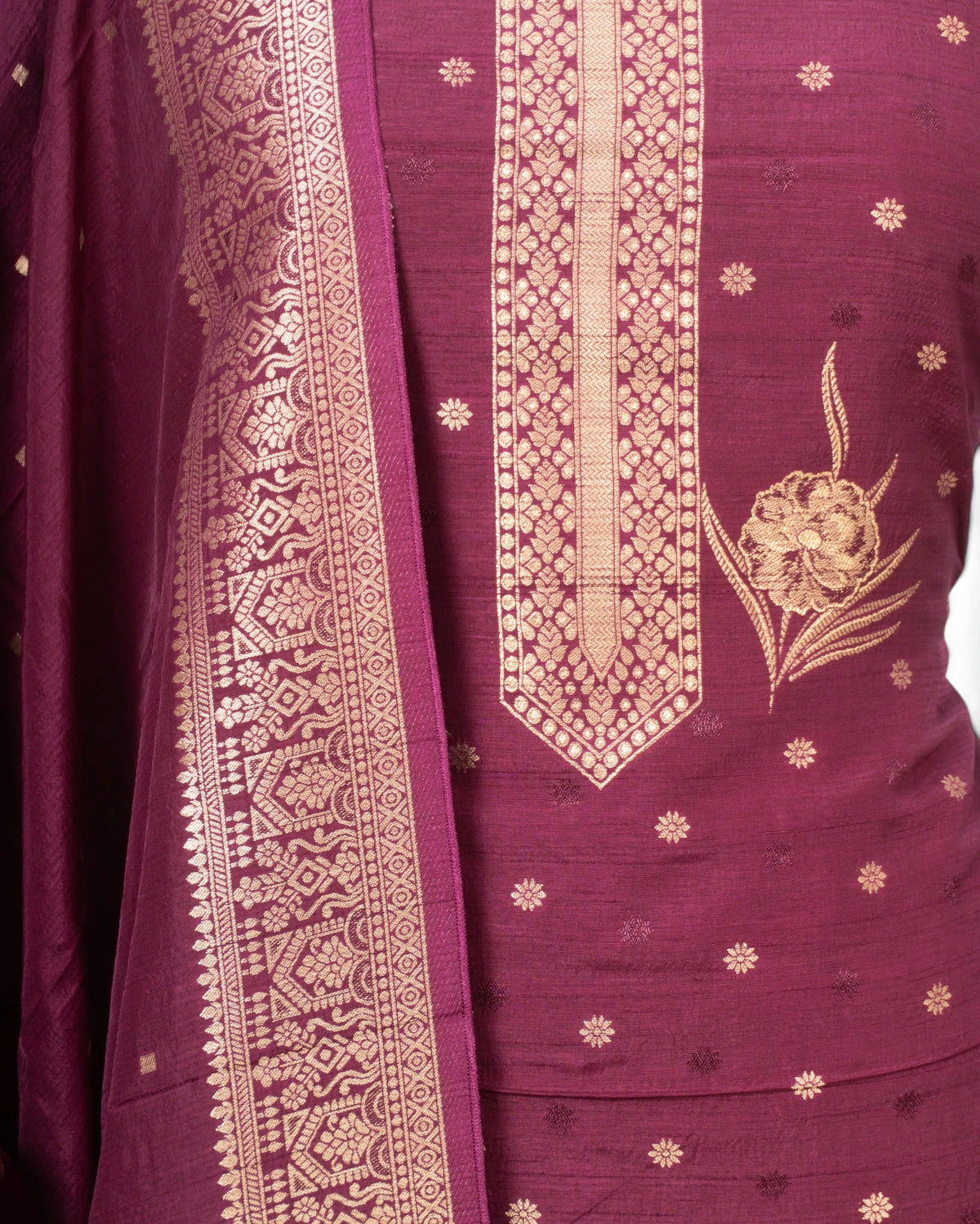 Vaanya Banaras Silk Butta Purple Salwar Suit Set