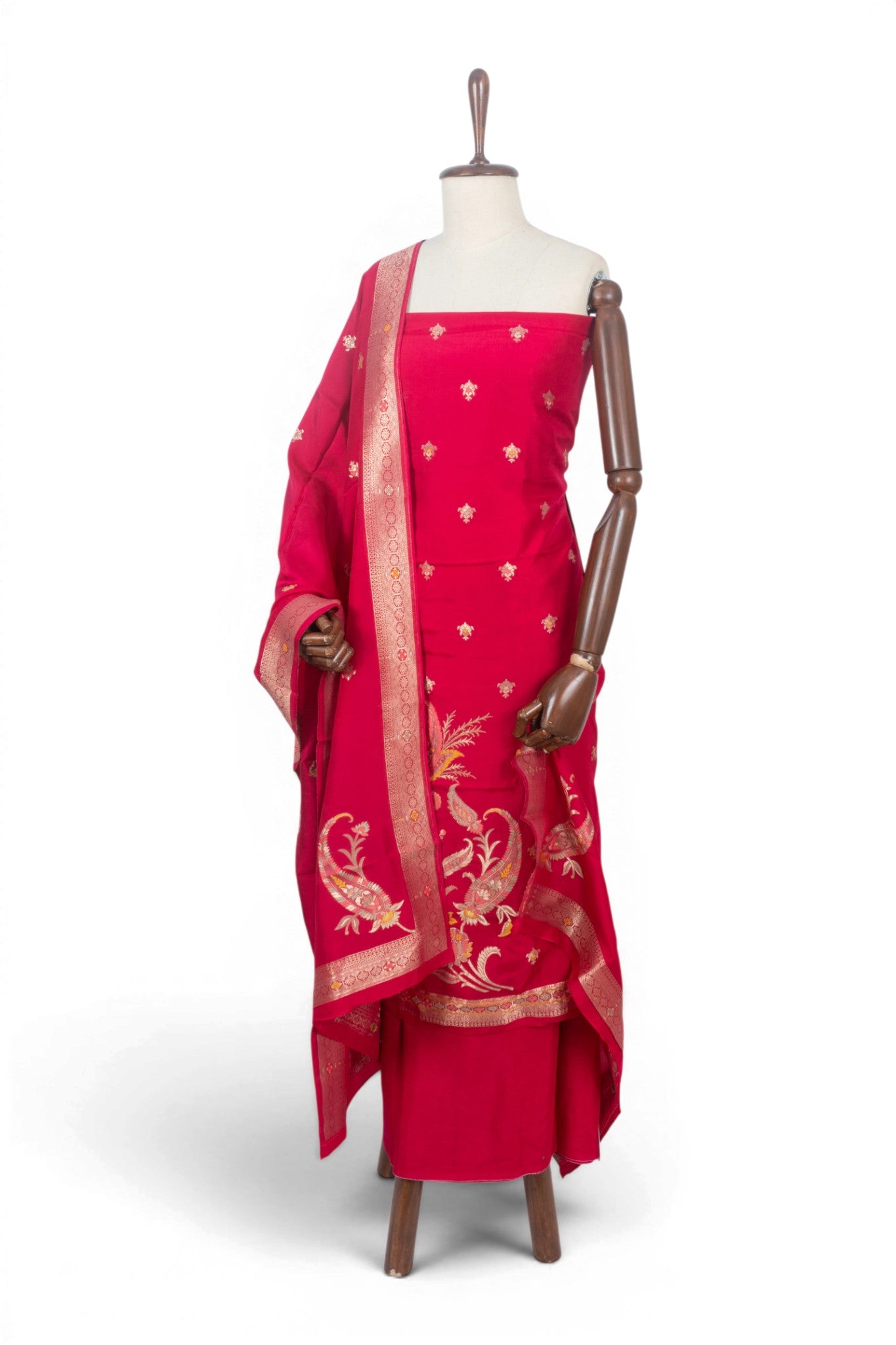 Banarasi Silk Butta Rani Pink Salwar Suit Set