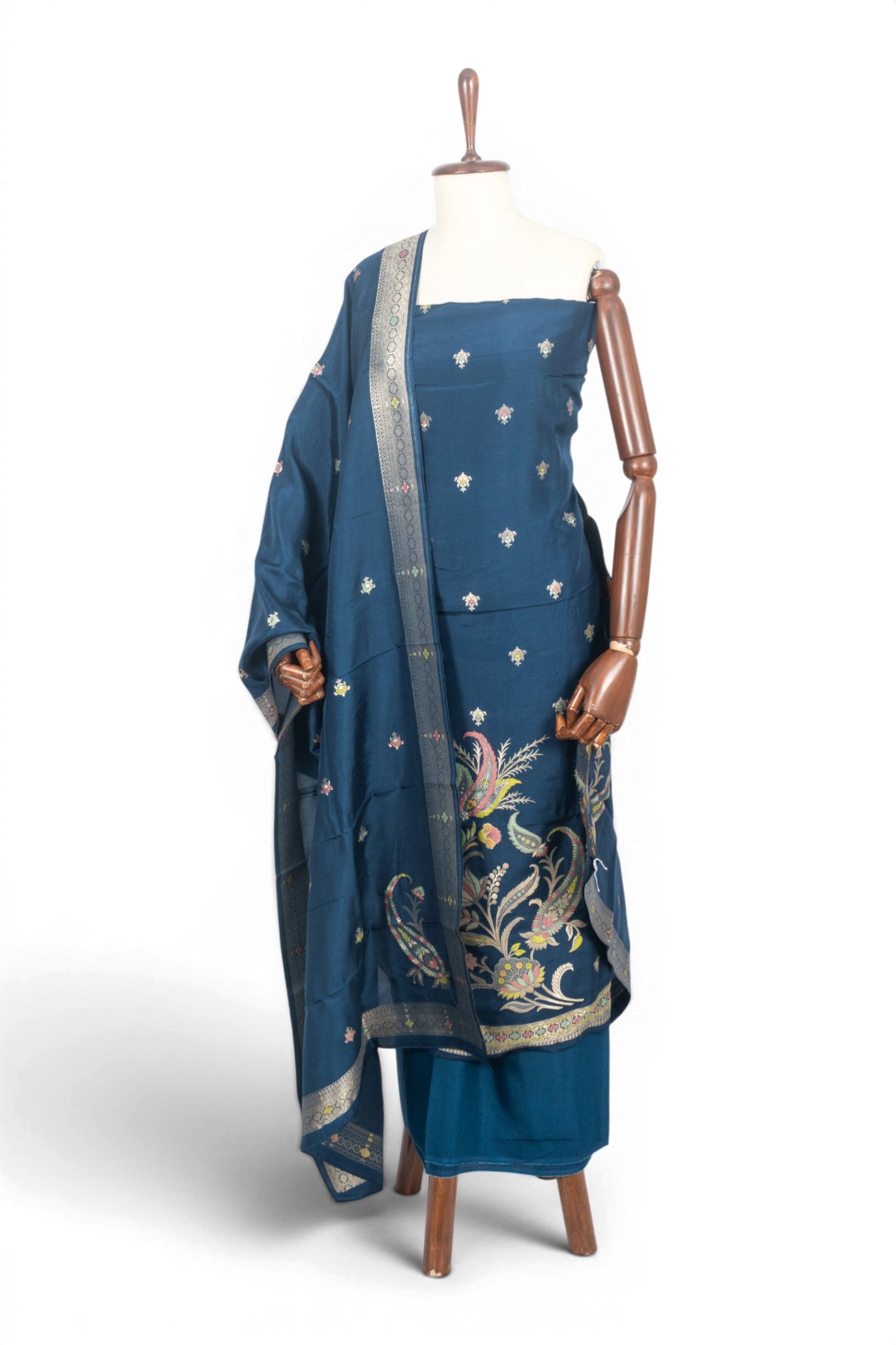 Banarasi Silk Butta Dark Blue Salwar Suit Set